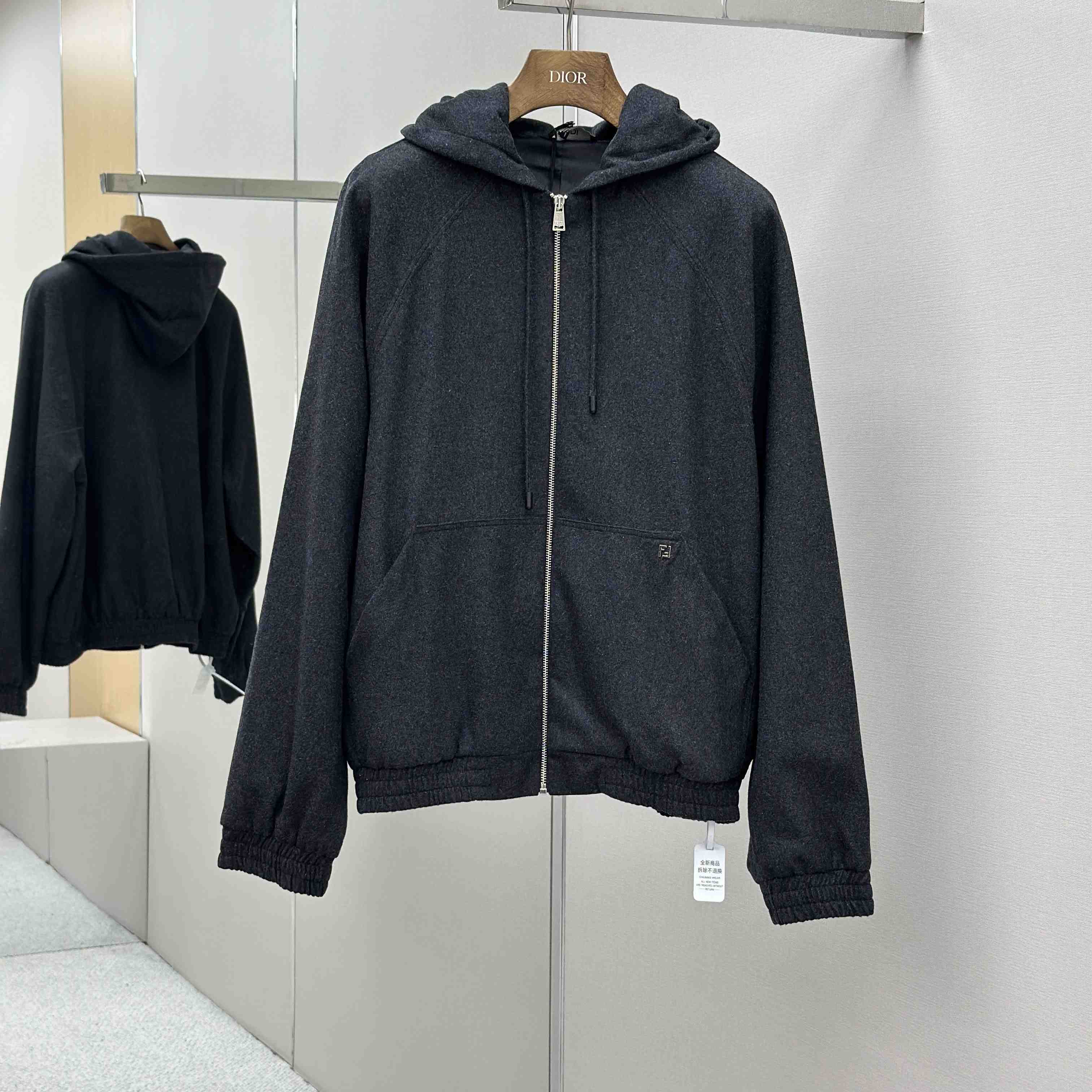 Fendi Dark Grey Cashmere Sweatshirt - FashionPlug