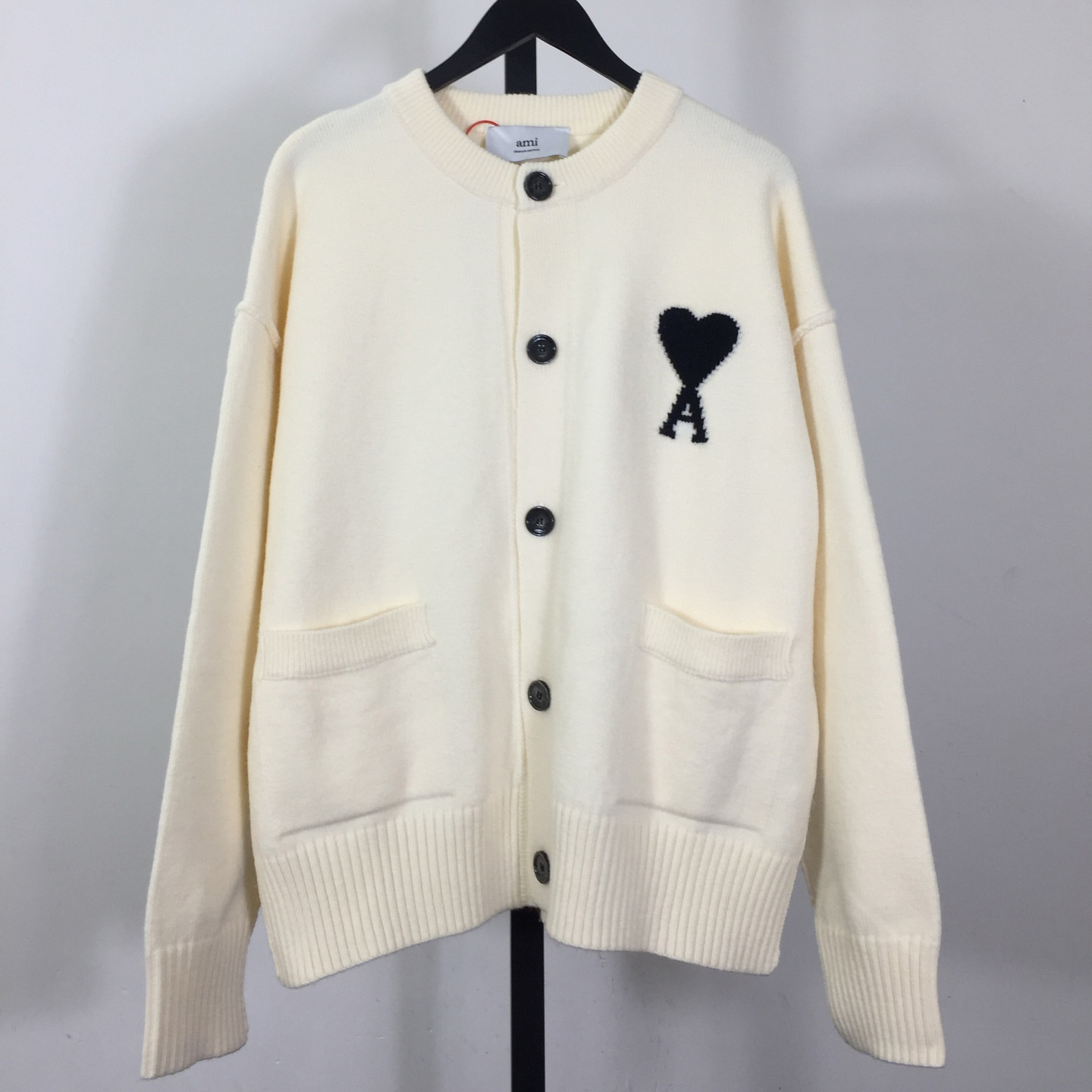 AMI Paris Ami De Coeur Wool Cardigan - FashionPlug