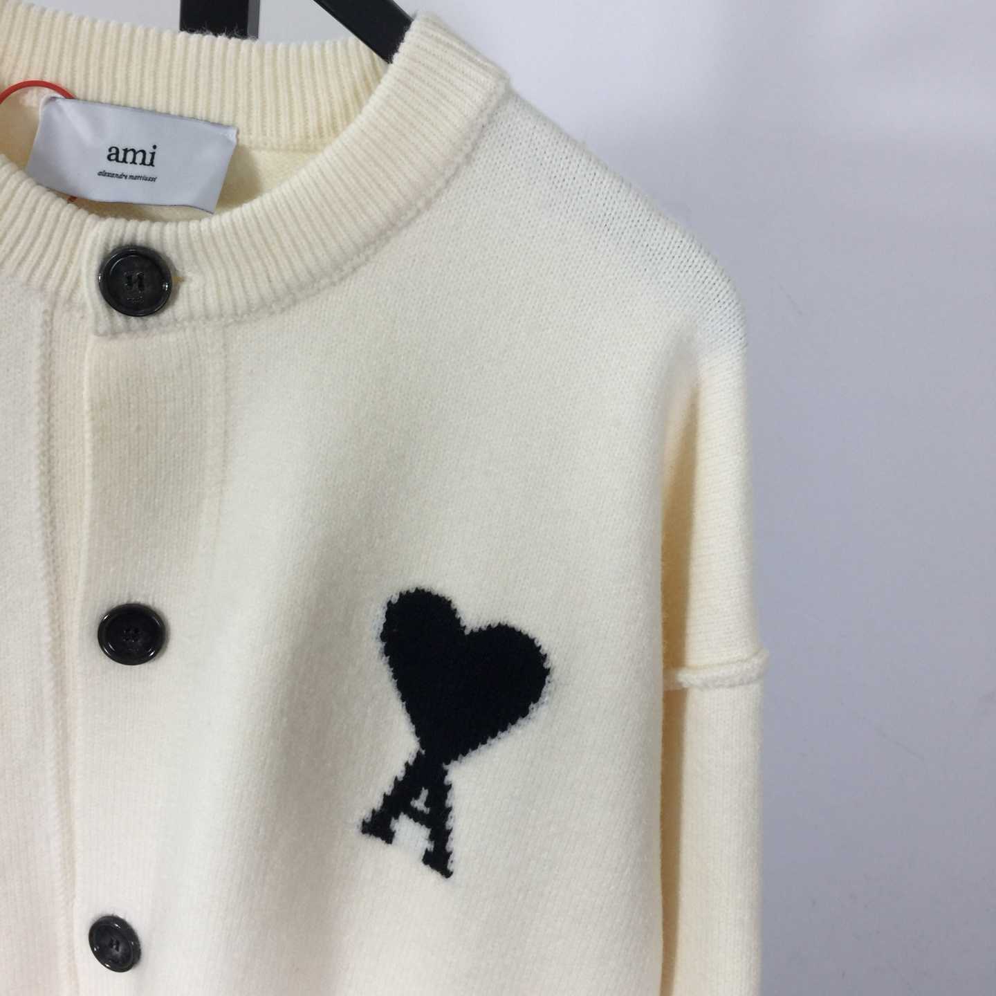 AMI Paris Ami De Coeur Wool Cardigan - FashionPlug
