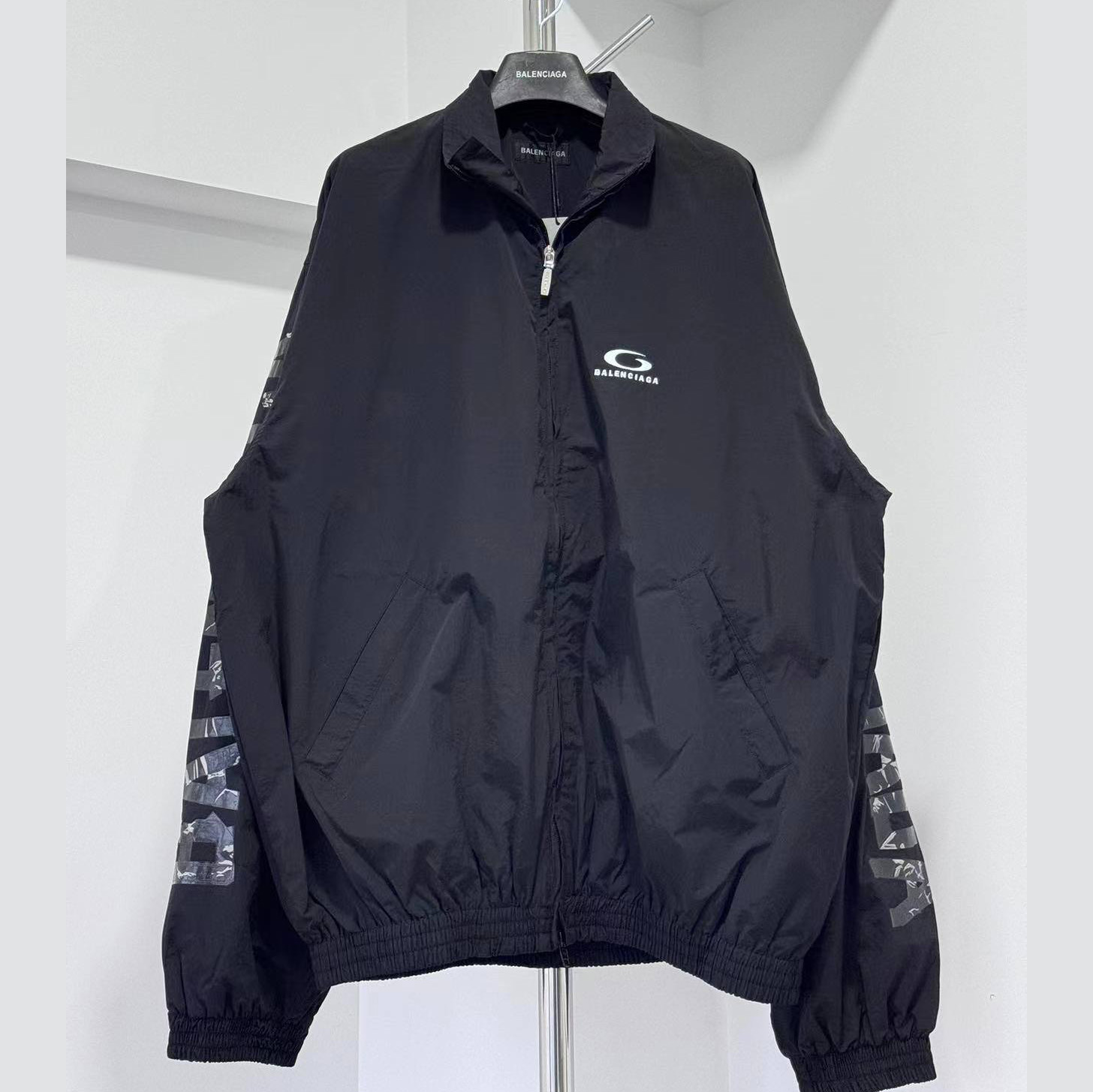 Balenciaga Tracksuit Jacket Medium Fit In Black  - FashionPlug