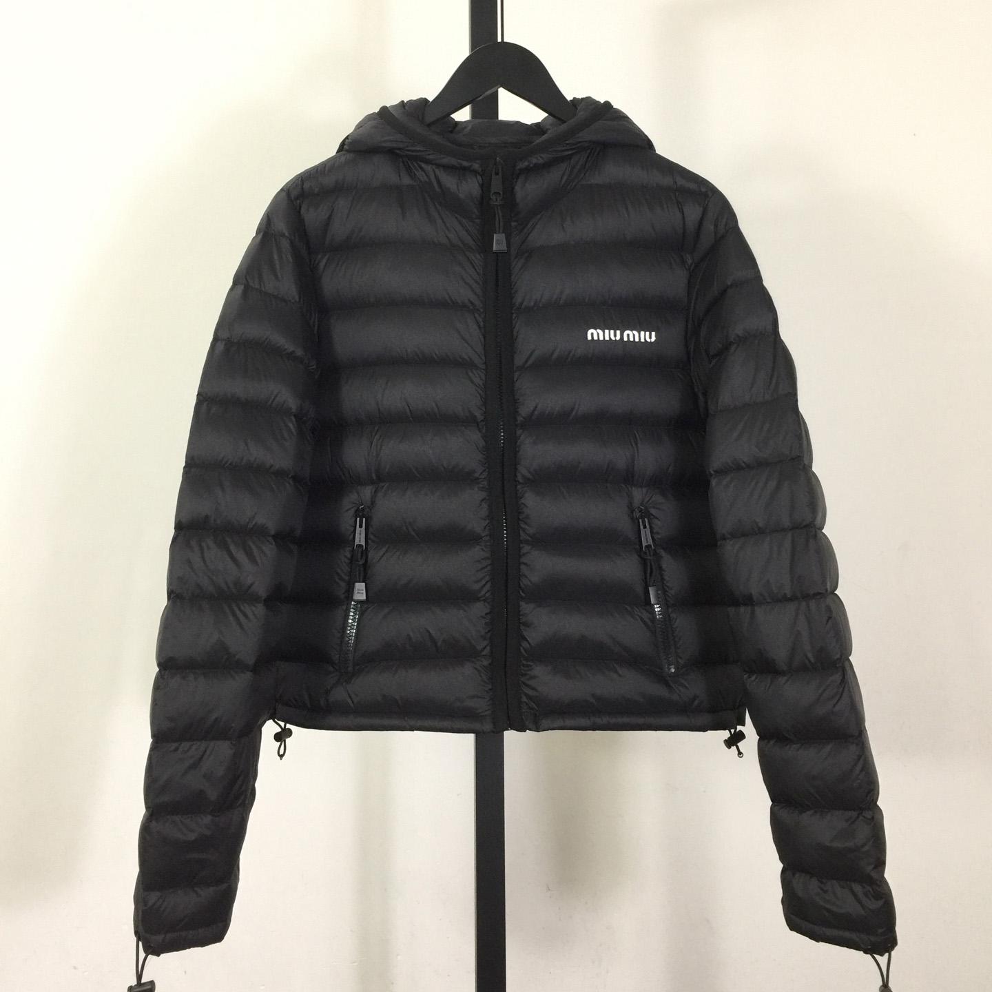 Miu Miu Black Down Hoodie Jacket - FashionPlug