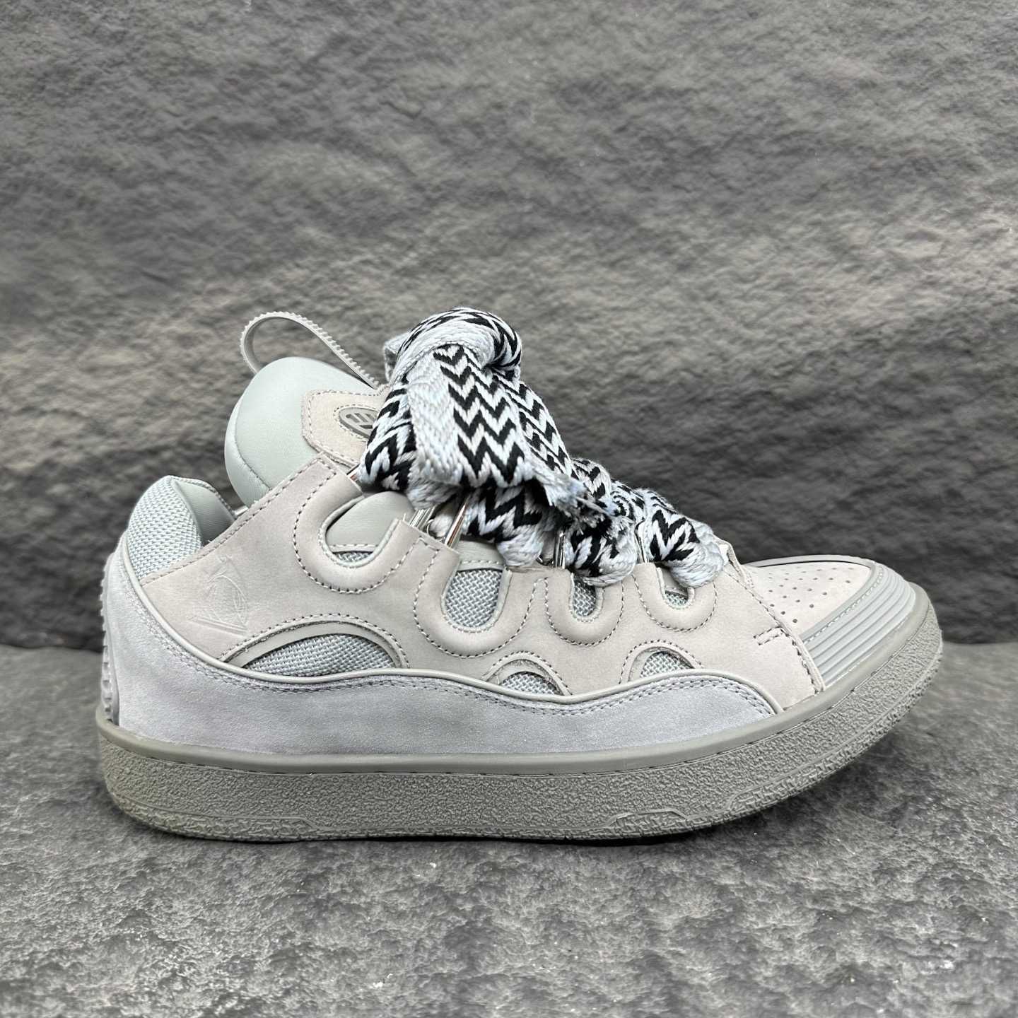 Lanvin Leather Curb Sneakers - FashionPlug