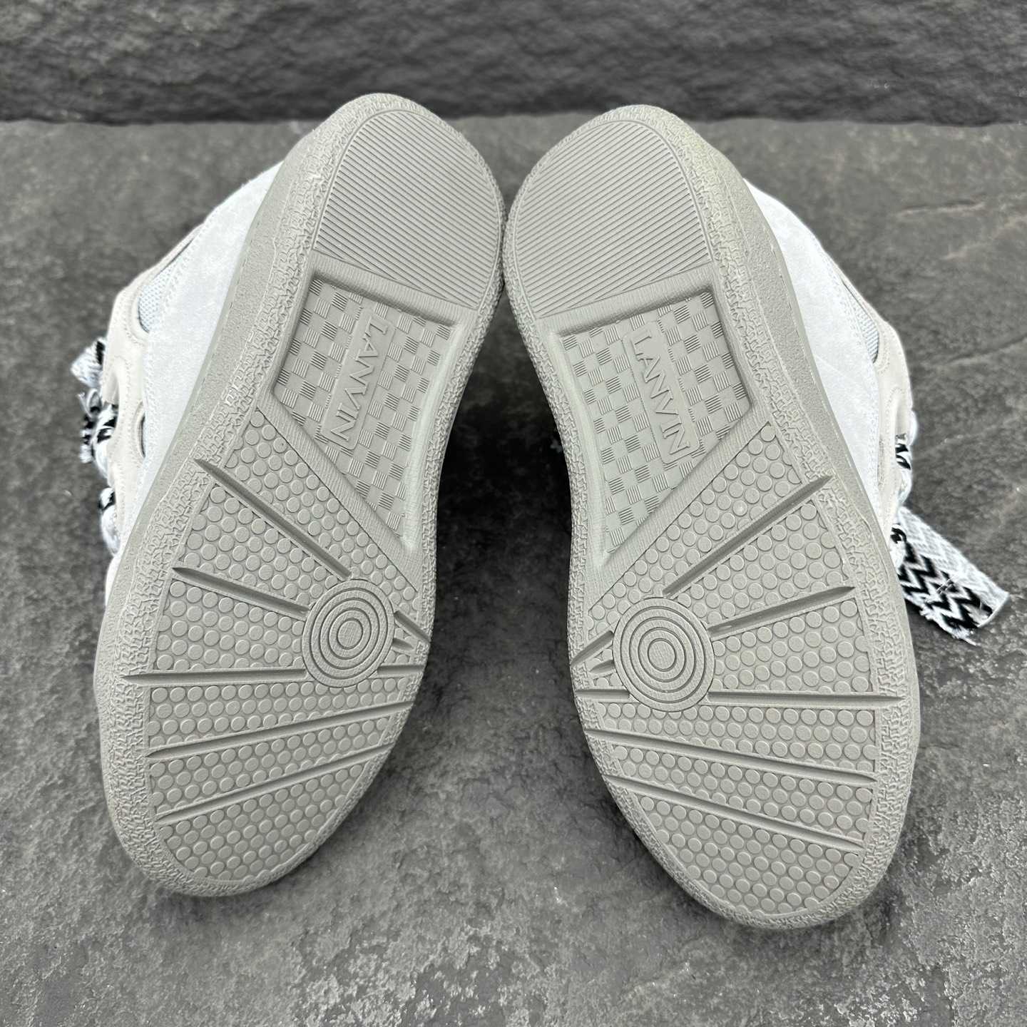 Lanvin Leather Curb Sneakers - FashionPlug