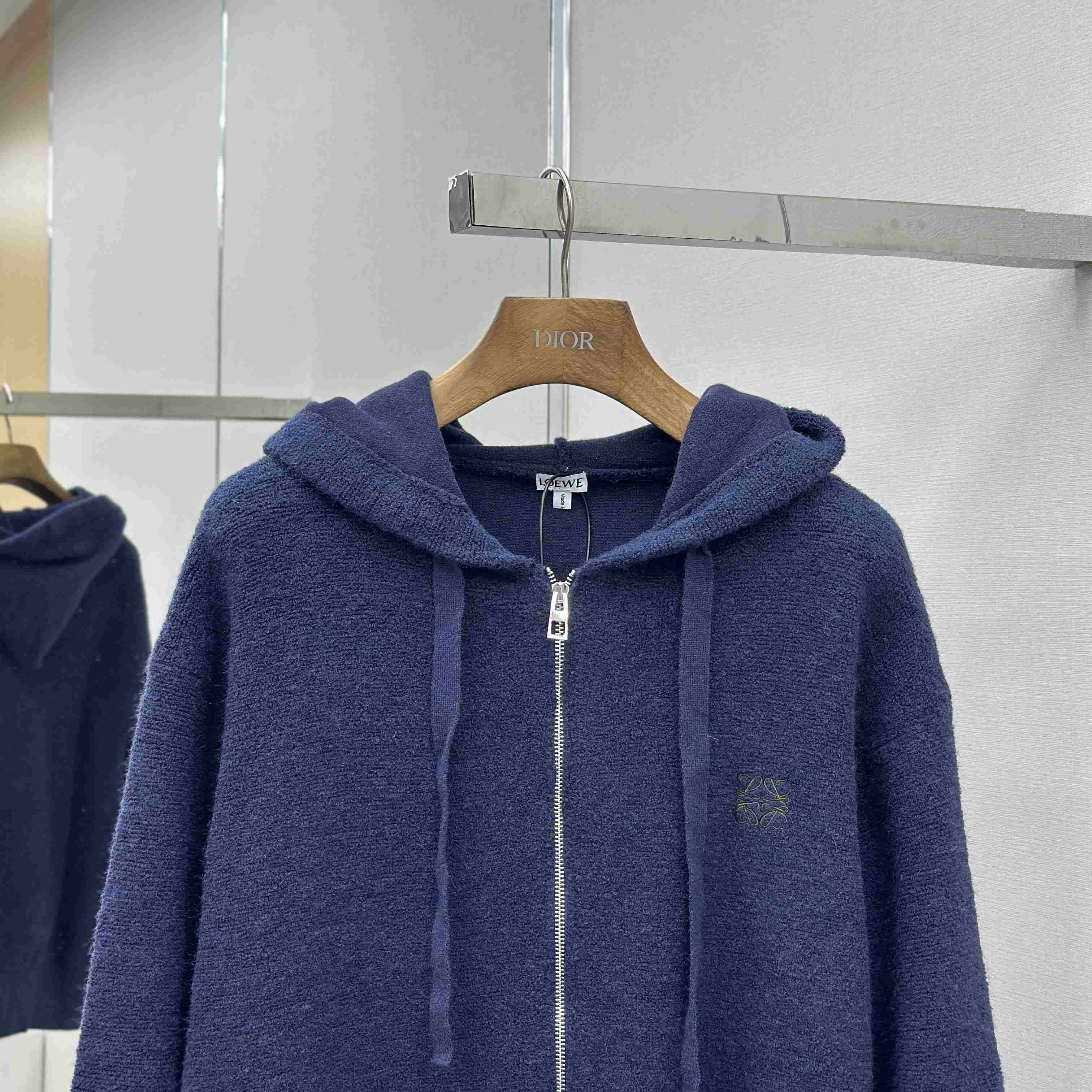 Loewe Anagram Zip-up Hoodie In Wool - FashionPlug