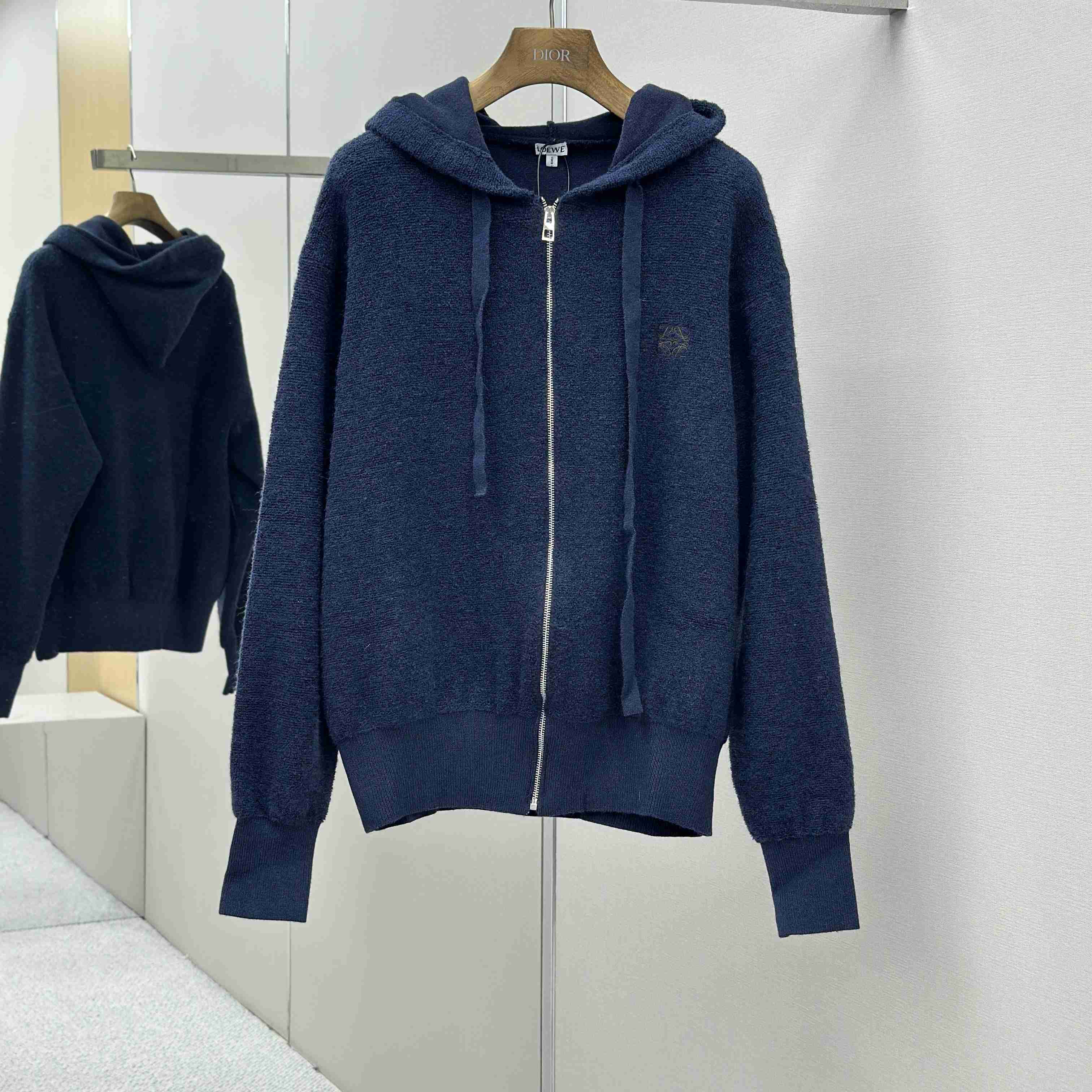 Loewe Anagram Zip-up Hoodie In Wool - FashionPlug