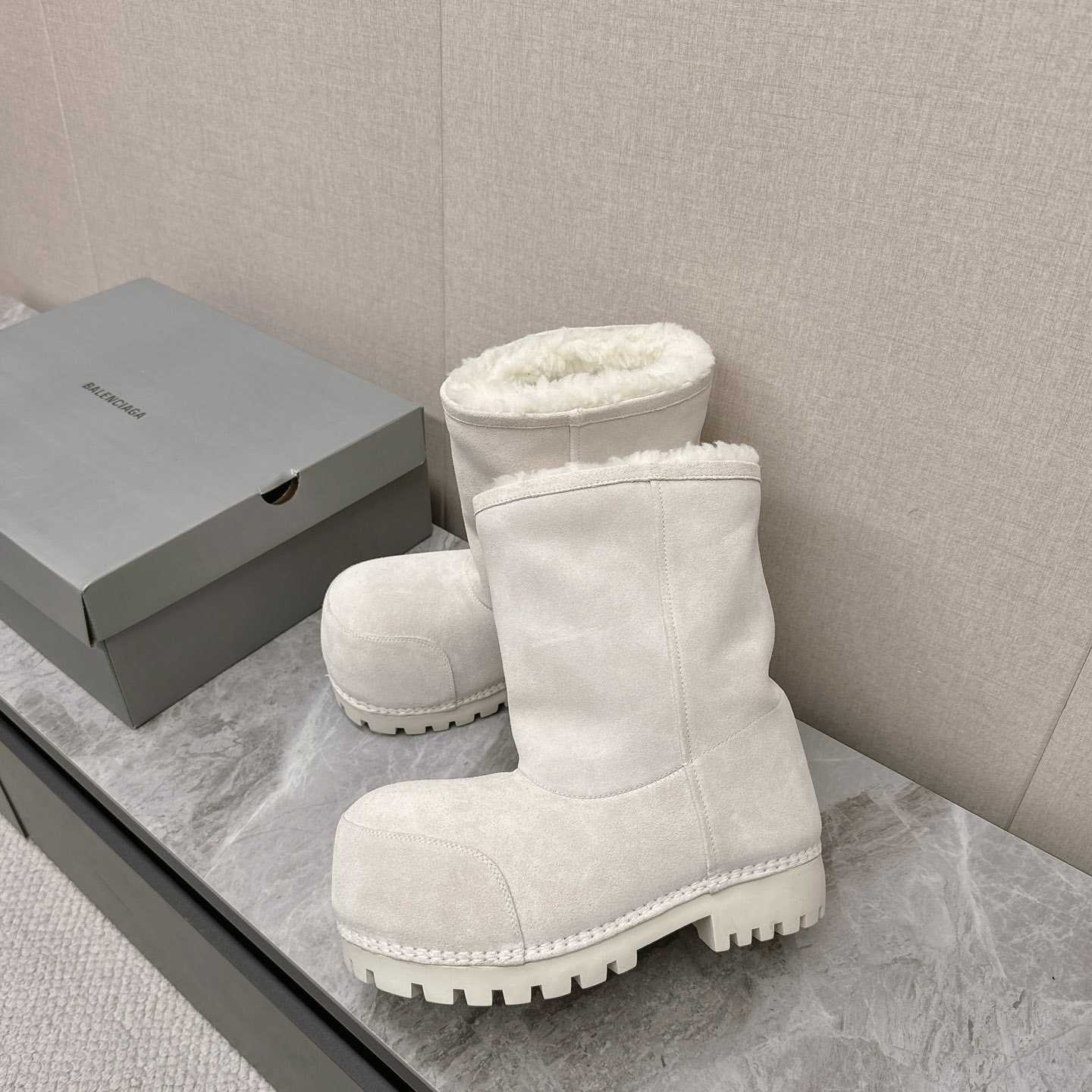 Balenciaga Alaska Fur High Boots - FashionPlug