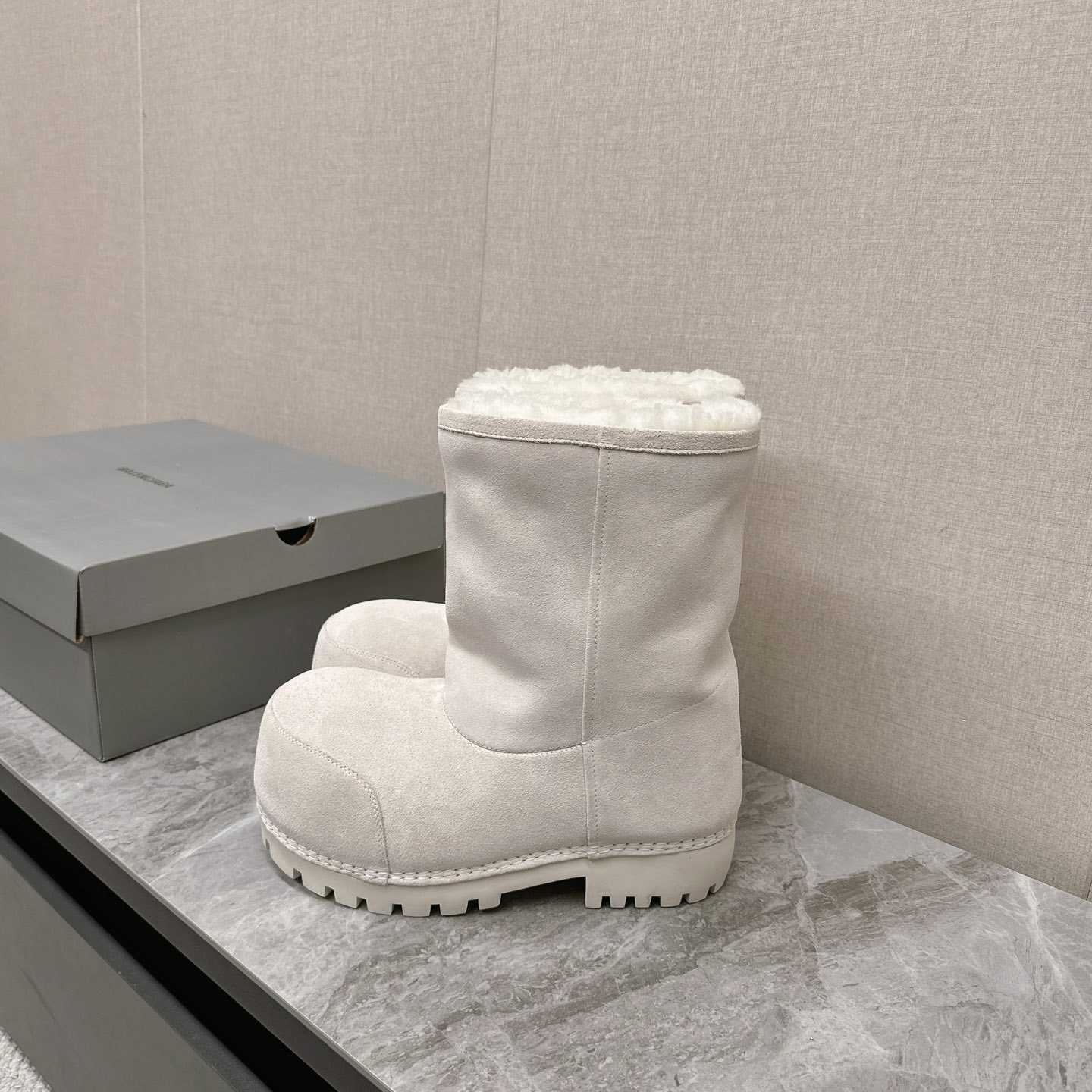 Balenciaga Alaska Fur High Boots - FashionPlug