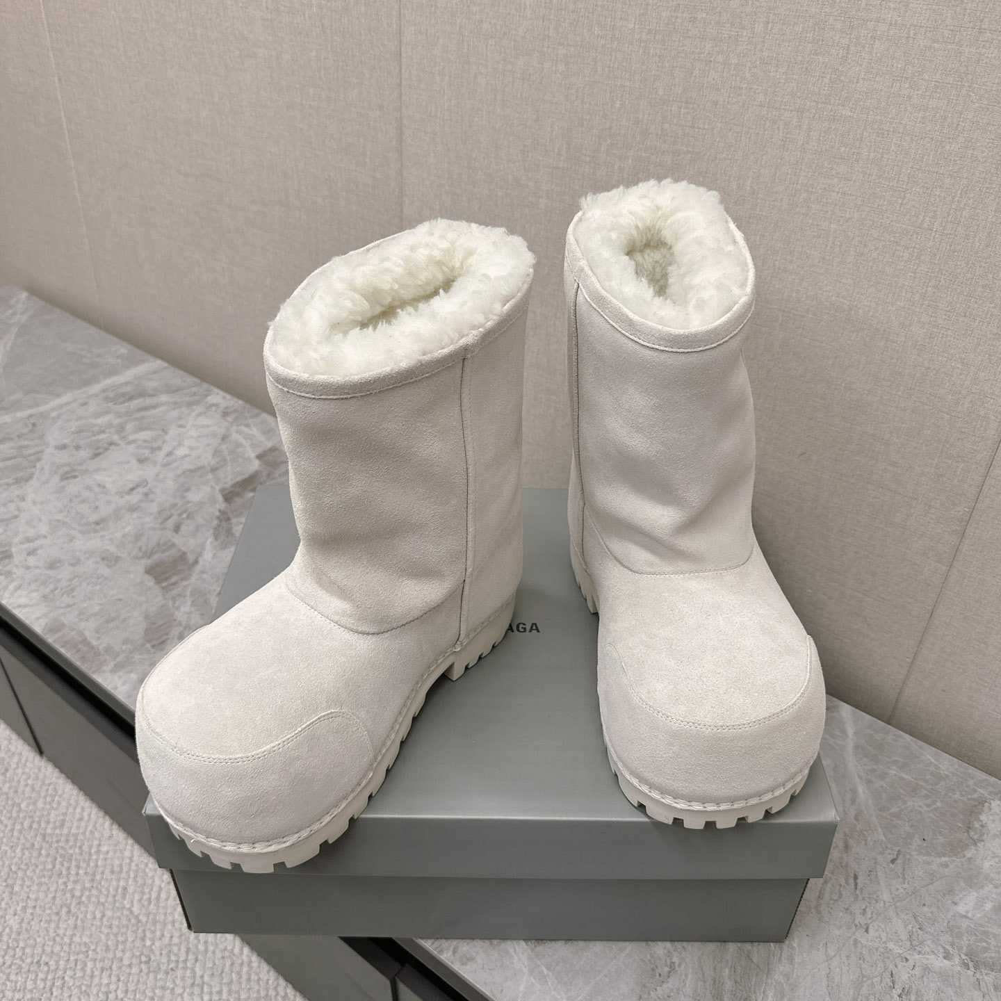 Balenciaga Alaska Fur High Boots - FashionPlug