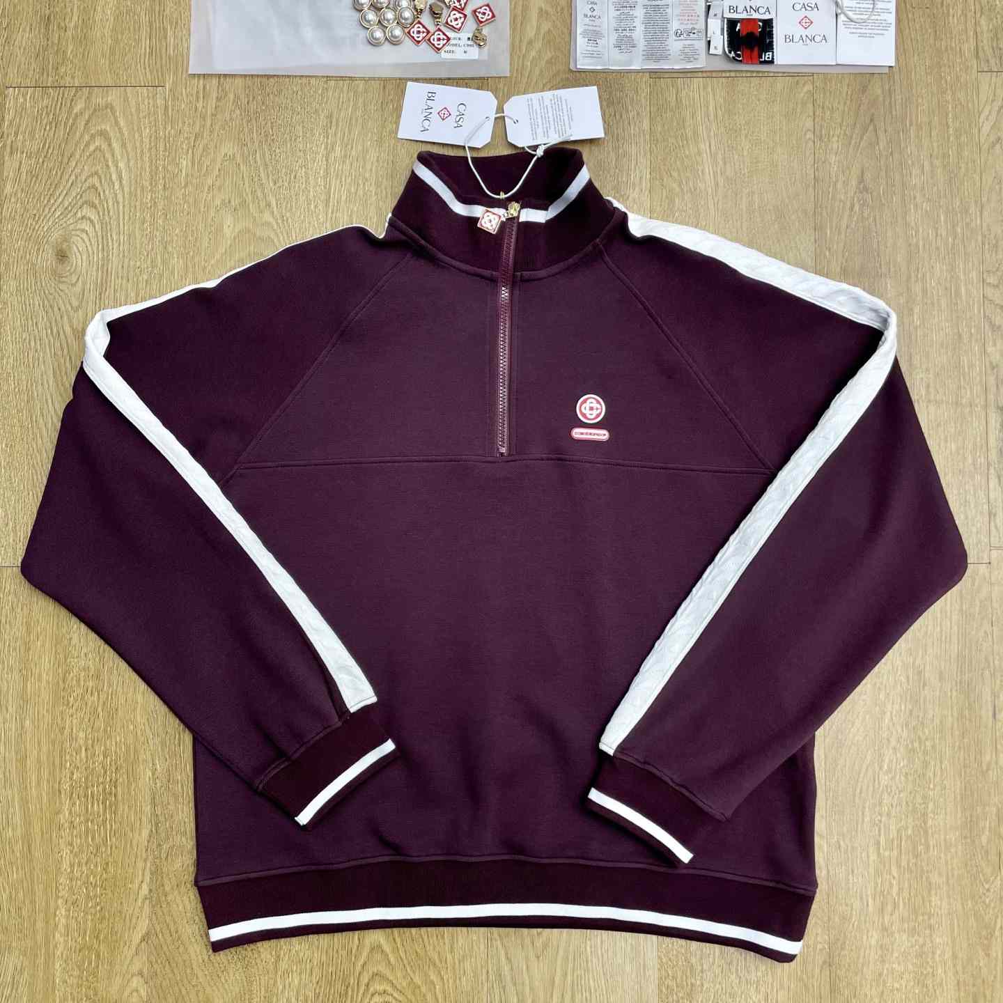 Casablanca Quarter Zip Laurel Sweatshirt   c1104 - FashionPlug