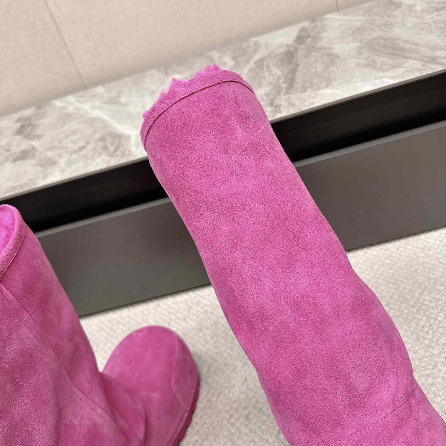 Balenciaga Alaska Fur High Boots - FashionPlug