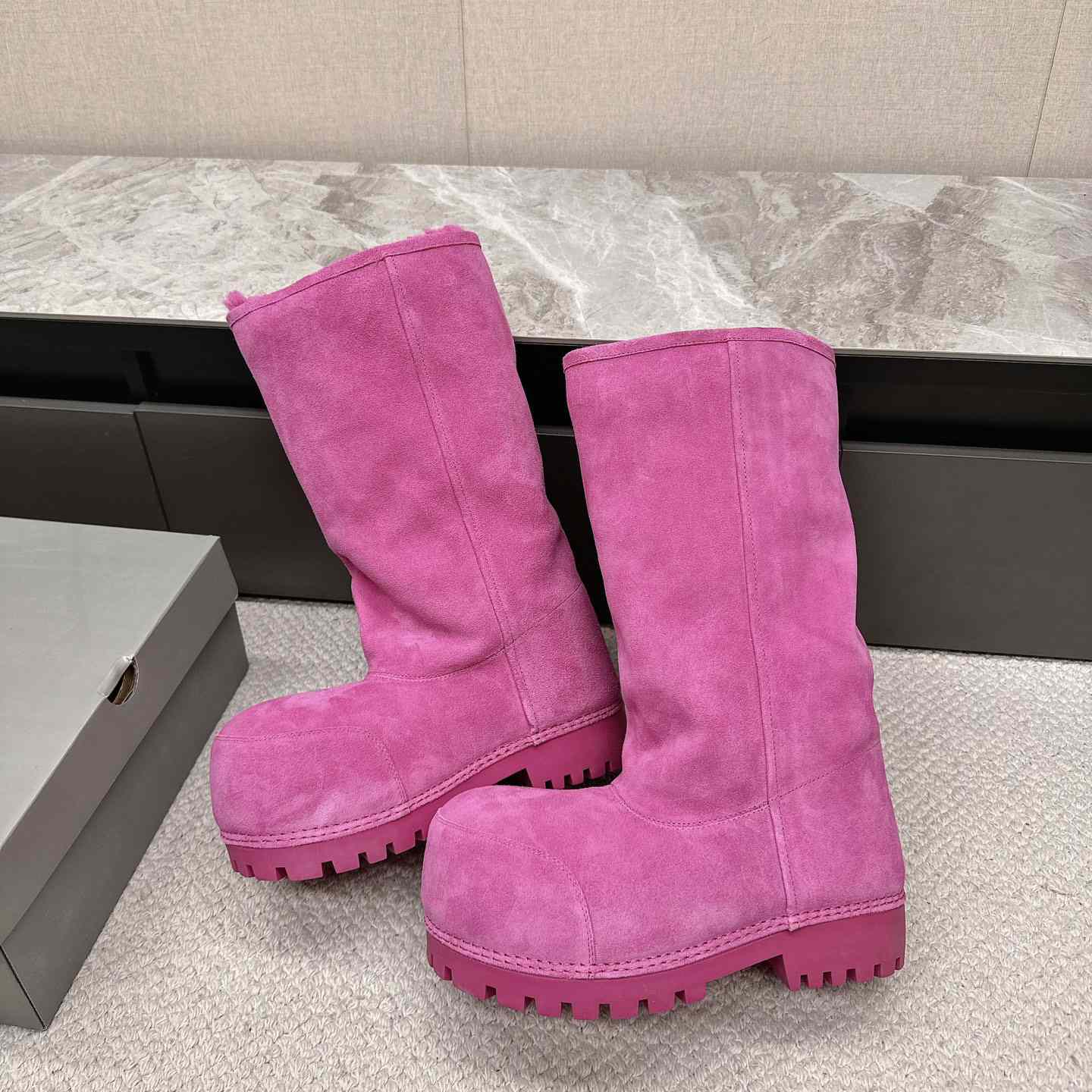 Balenciaga Alaska Fur High Boots - FashionPlug