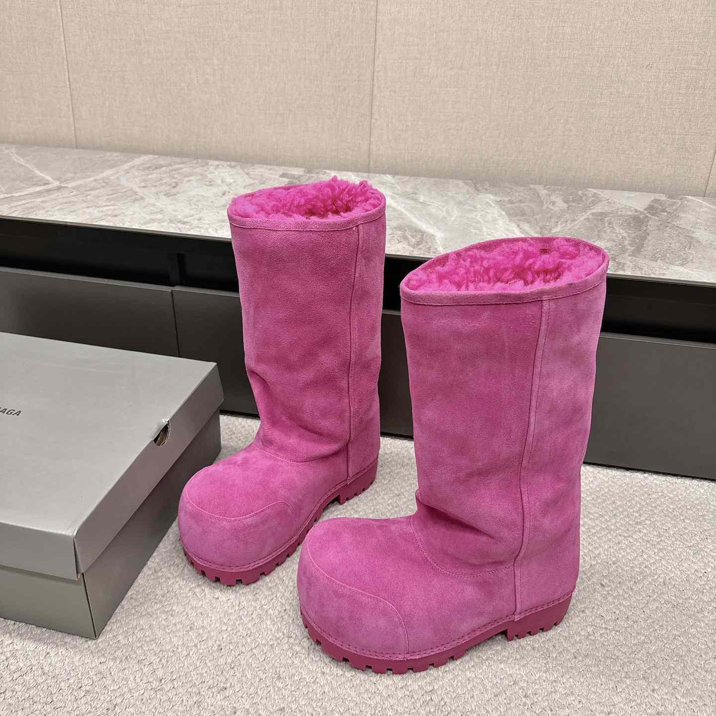 Balenciaga Alaska Fur High Boots - FashionPlug