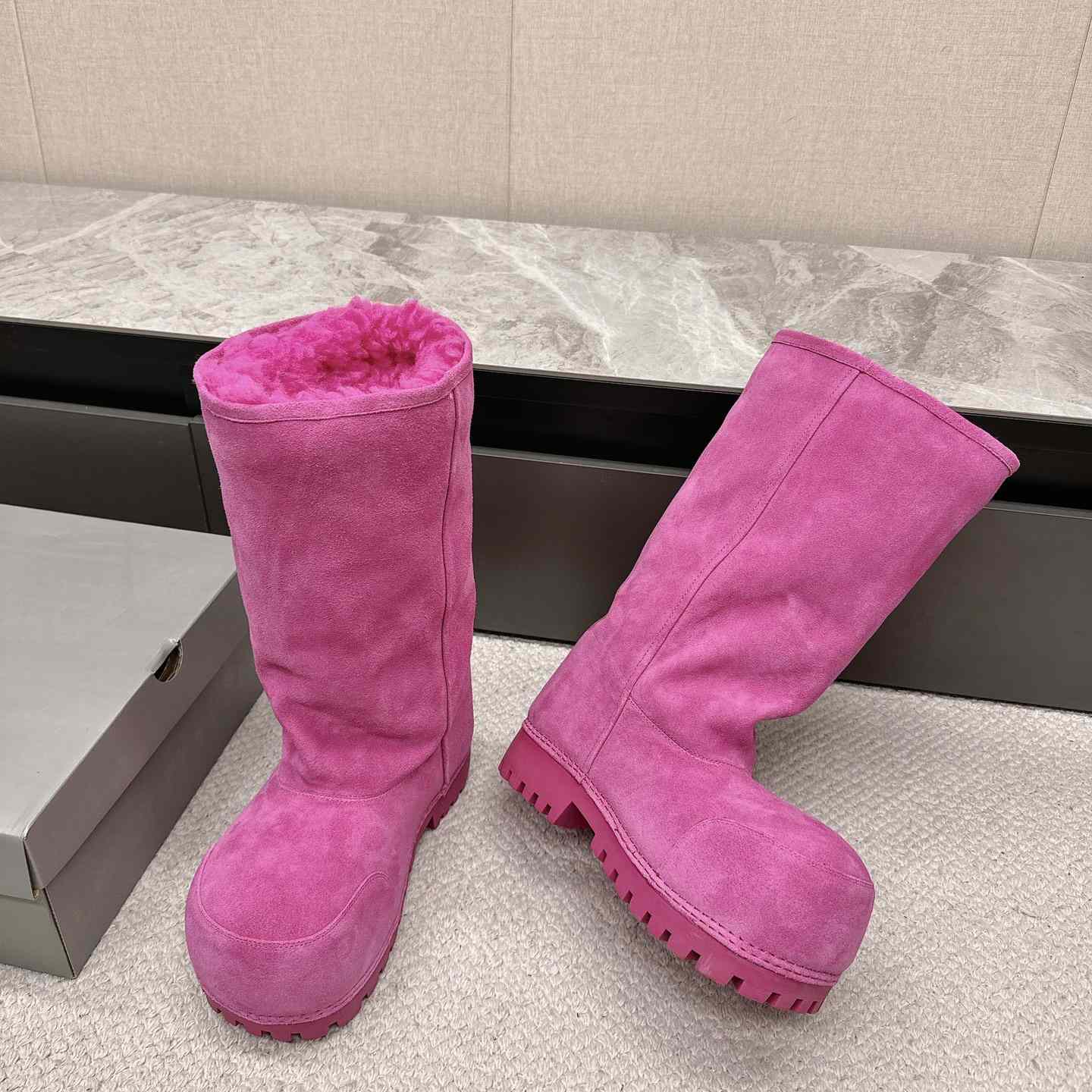 Balenciaga Alaska Fur High Boots - FashionPlug