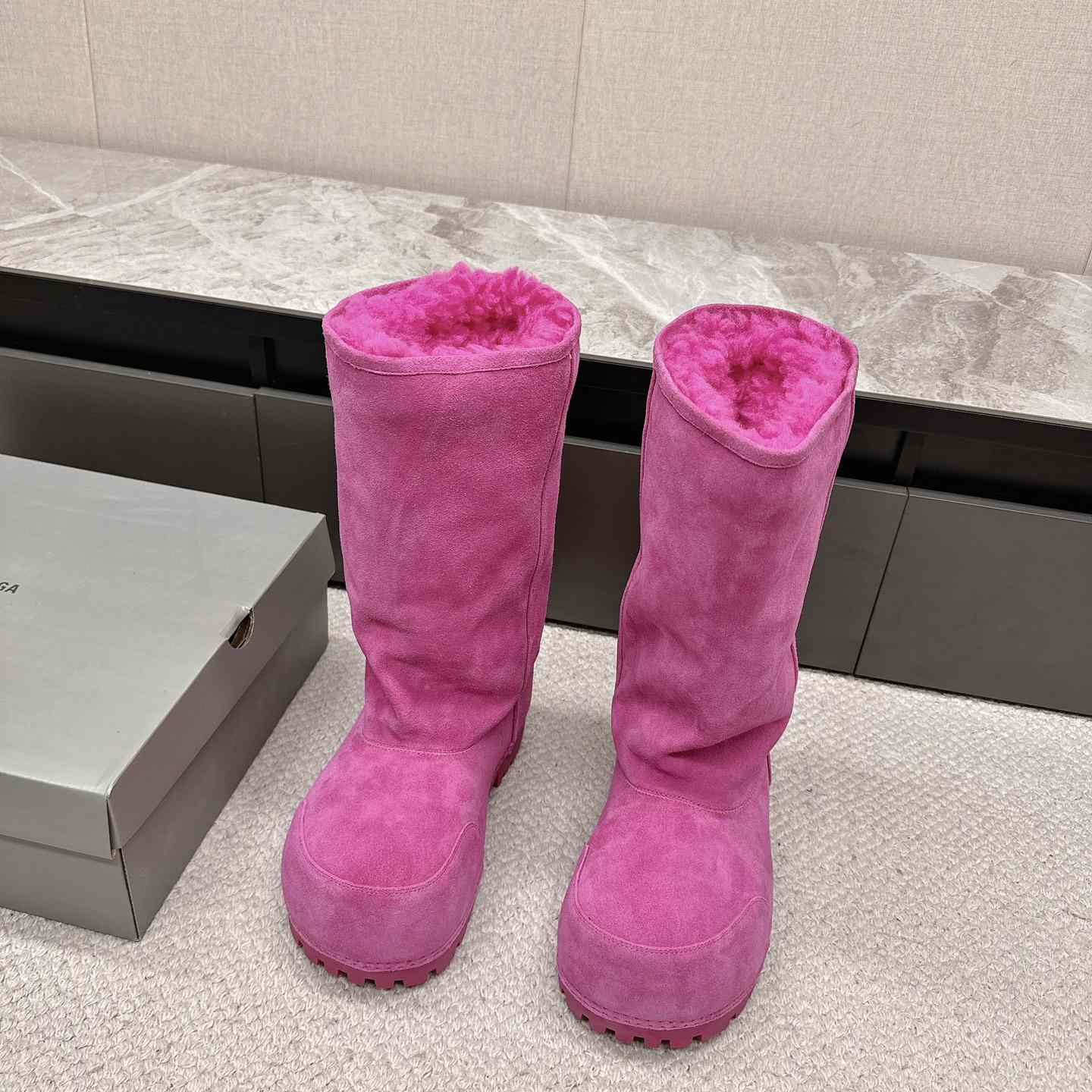 Balenciaga Alaska Fur High Boots - FashionPlug