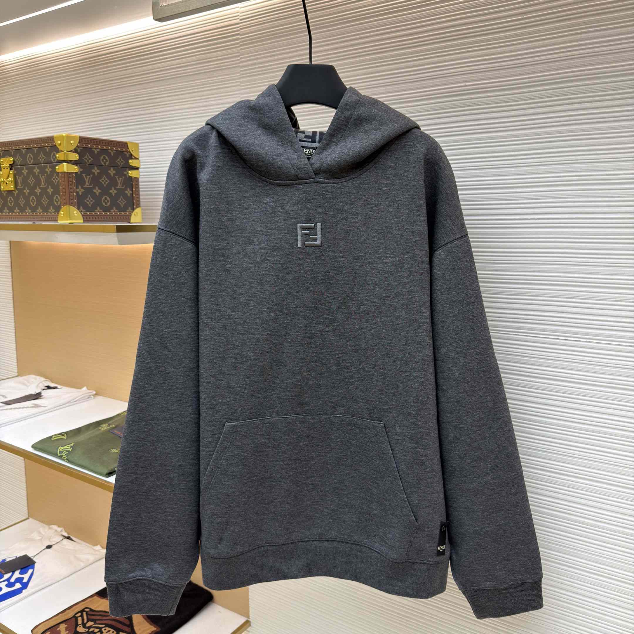 Fendi Dark Gray Cotton Sweatshirt - FashionPlug