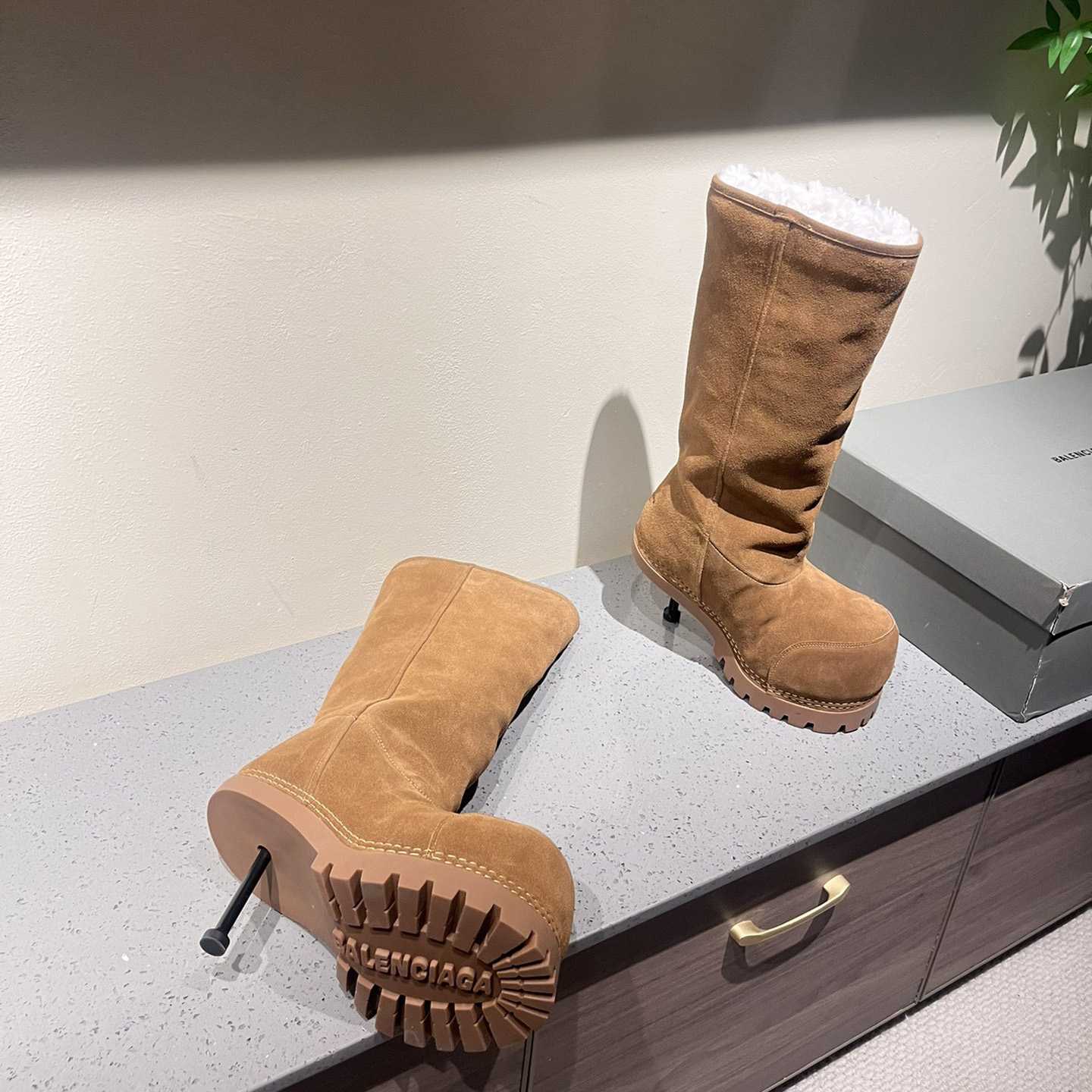 Balenciaga Alaska Fur High Boots - FashionPlug