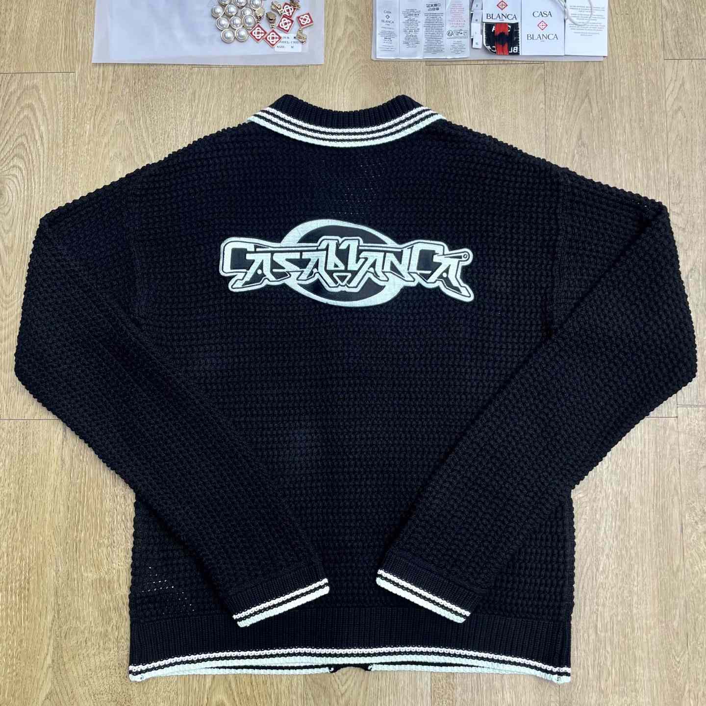 Casablanca Buttoned Ribbed Knit Cardigan   D0114 - FashionPlug