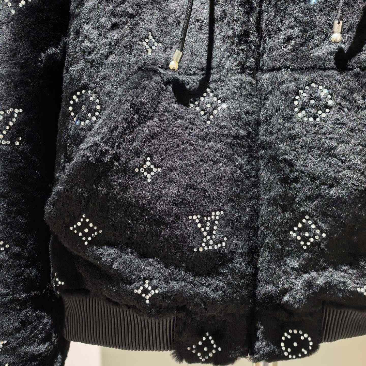 Louis Vuitton Monogram Embellished Shearling Hoodie   1AHBZ0 - FashionPlug