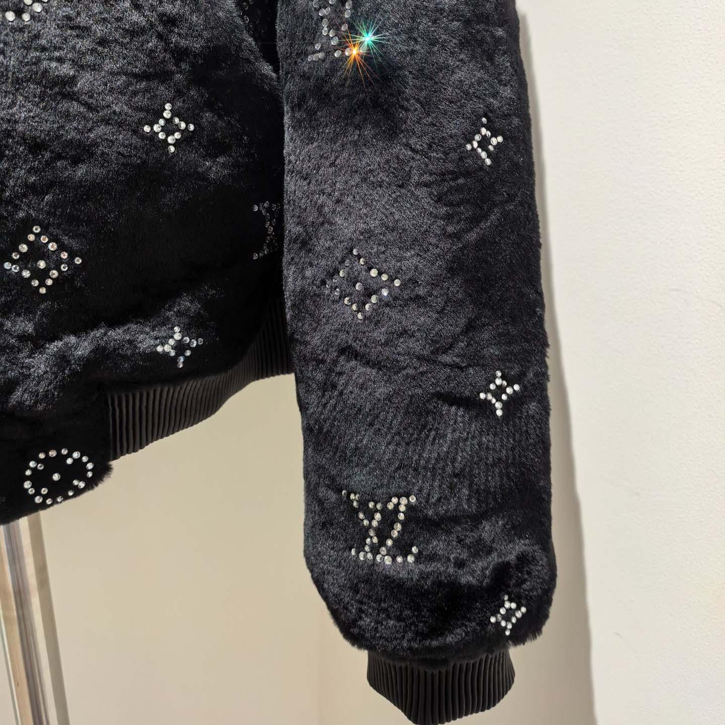Louis Vuitton Monogram Embellished Shearling Hoodie   1AHBZ0 - FashionPlug