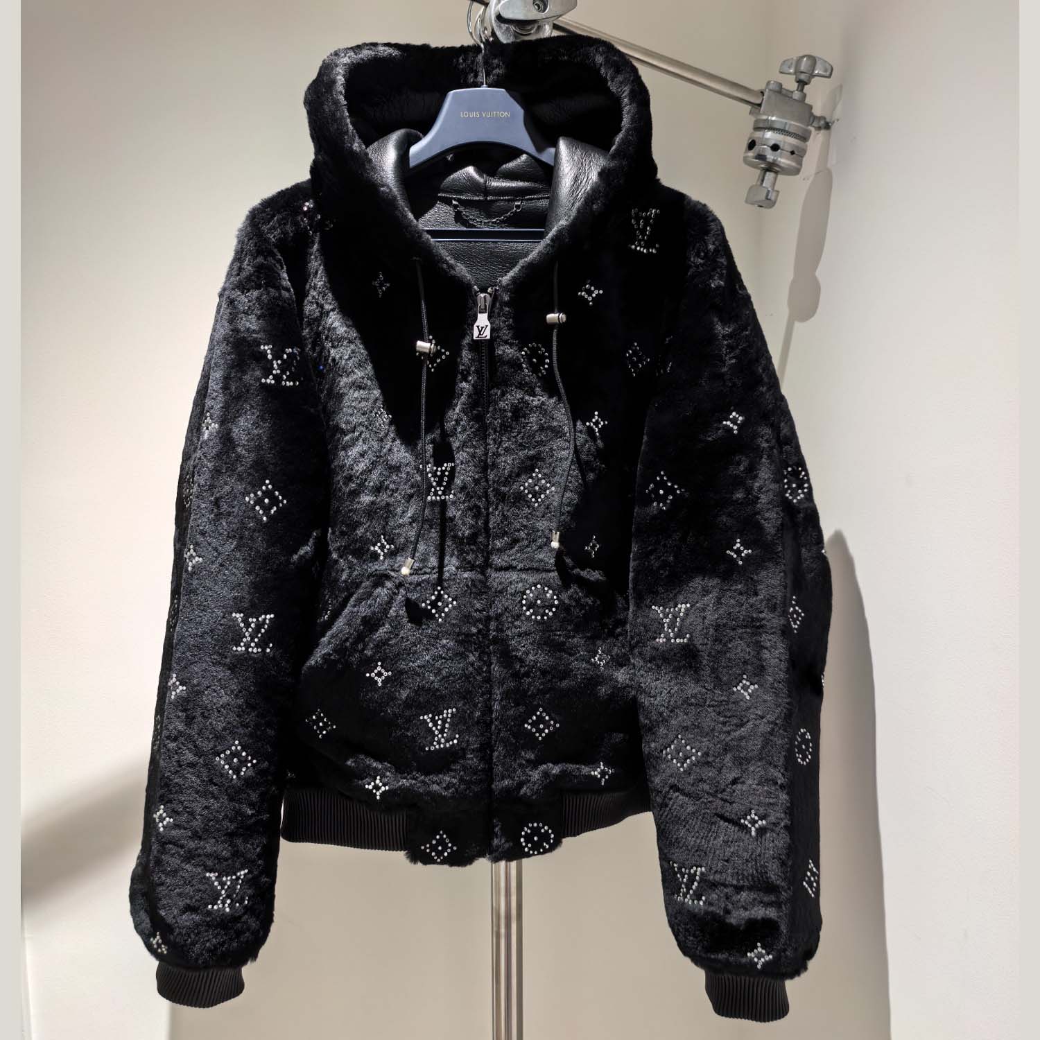 Louis Vuitton Monogram Embellished Shearling Hoodie   1AHBZ0 - FashionPlug