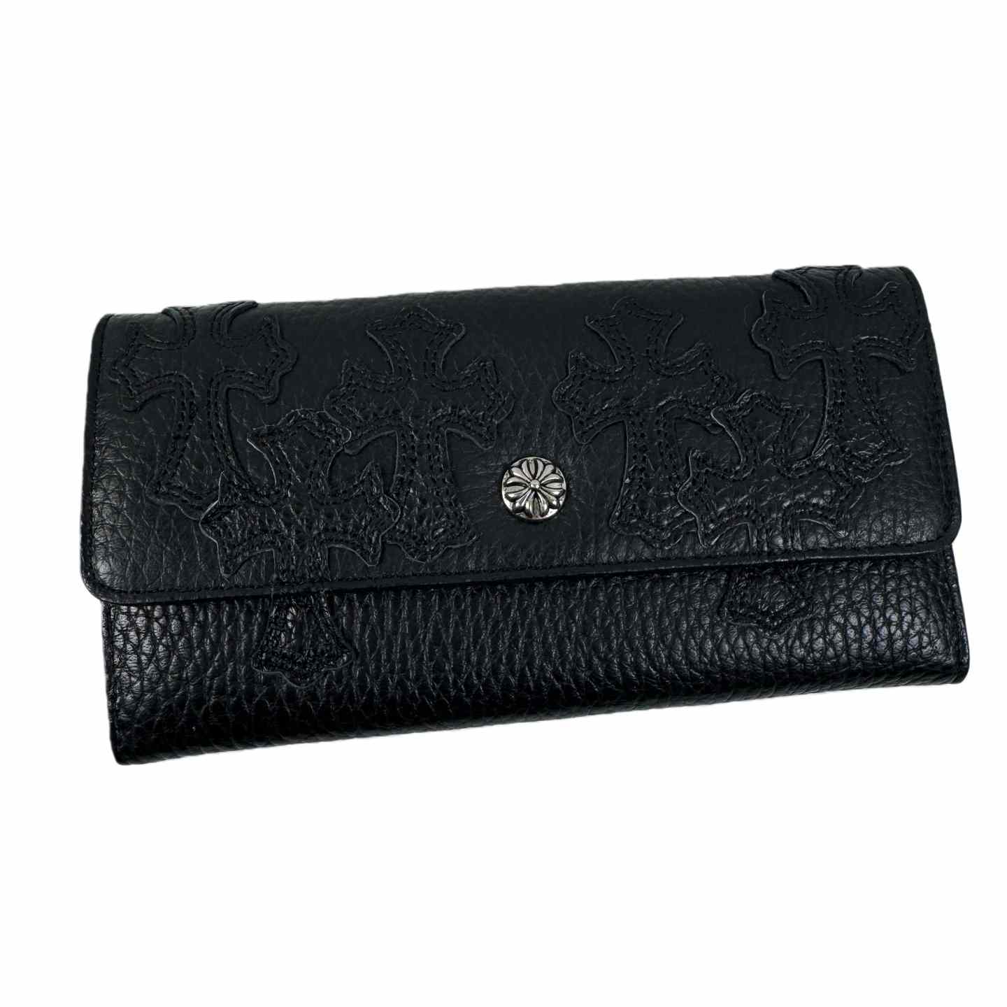 Chrome Heart Leather Cross Wallet - FashionPlug