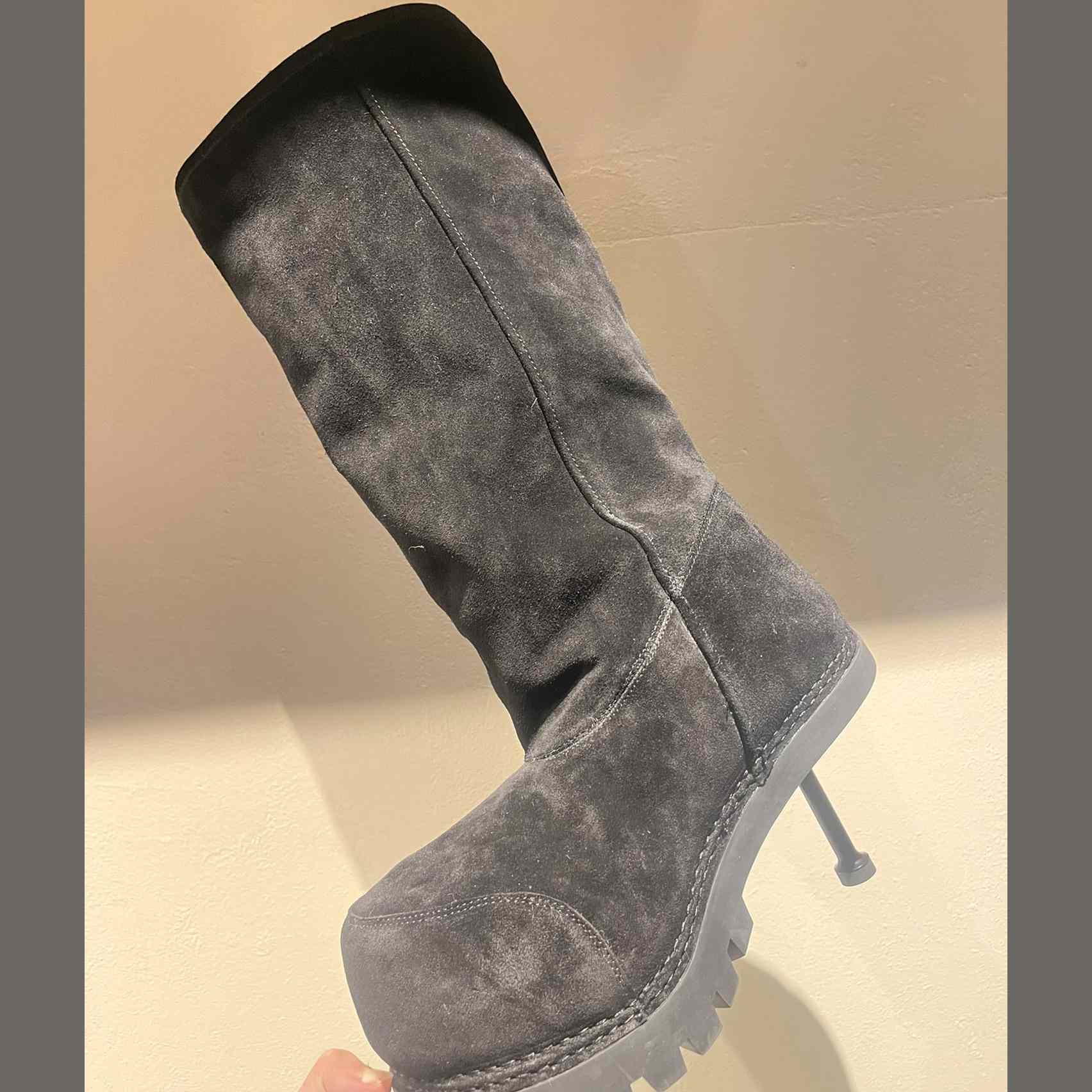 Balenciaga Alaska Fur High Boots - FashionPlug