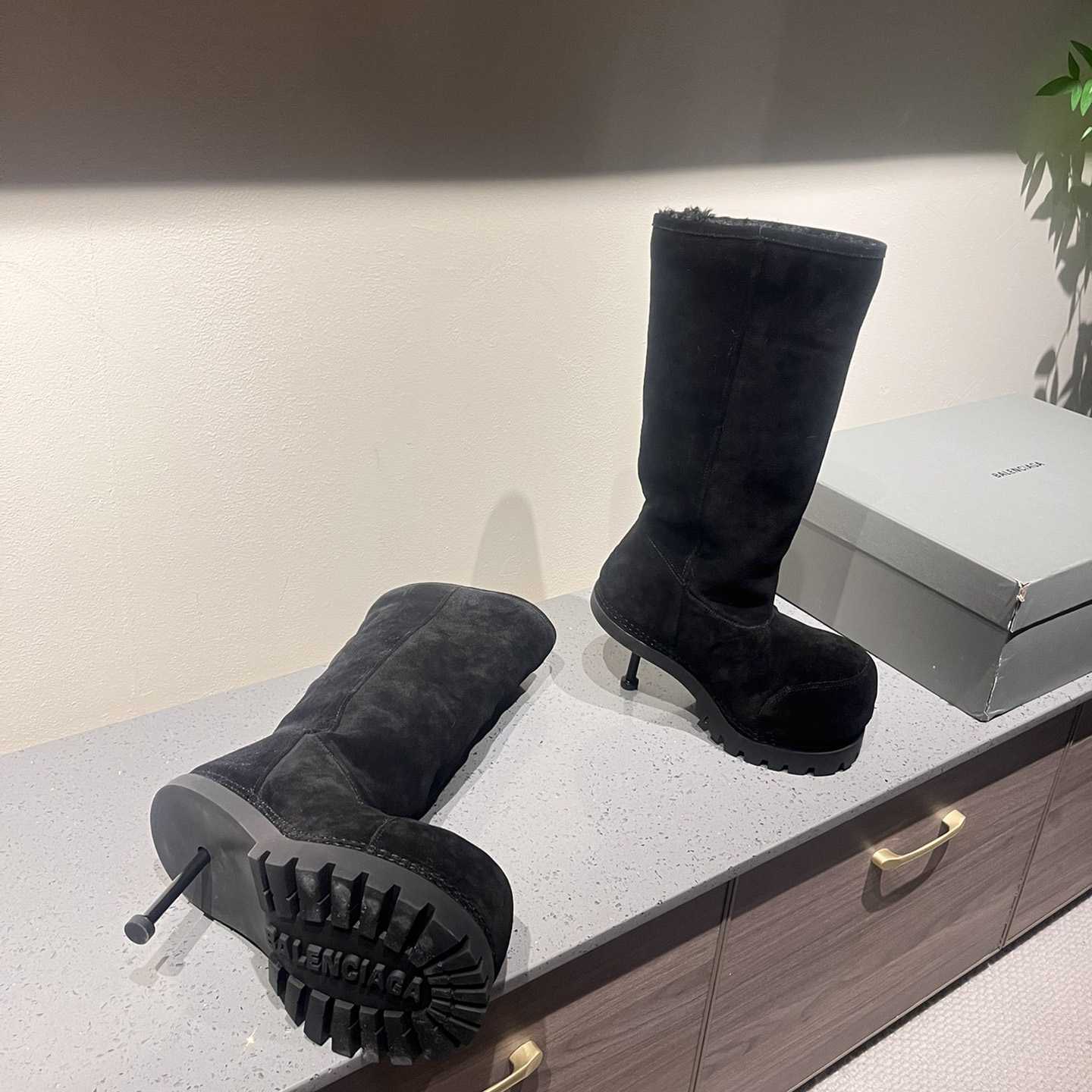 Balenciaga Alaska Fur High Boots - FashionPlug