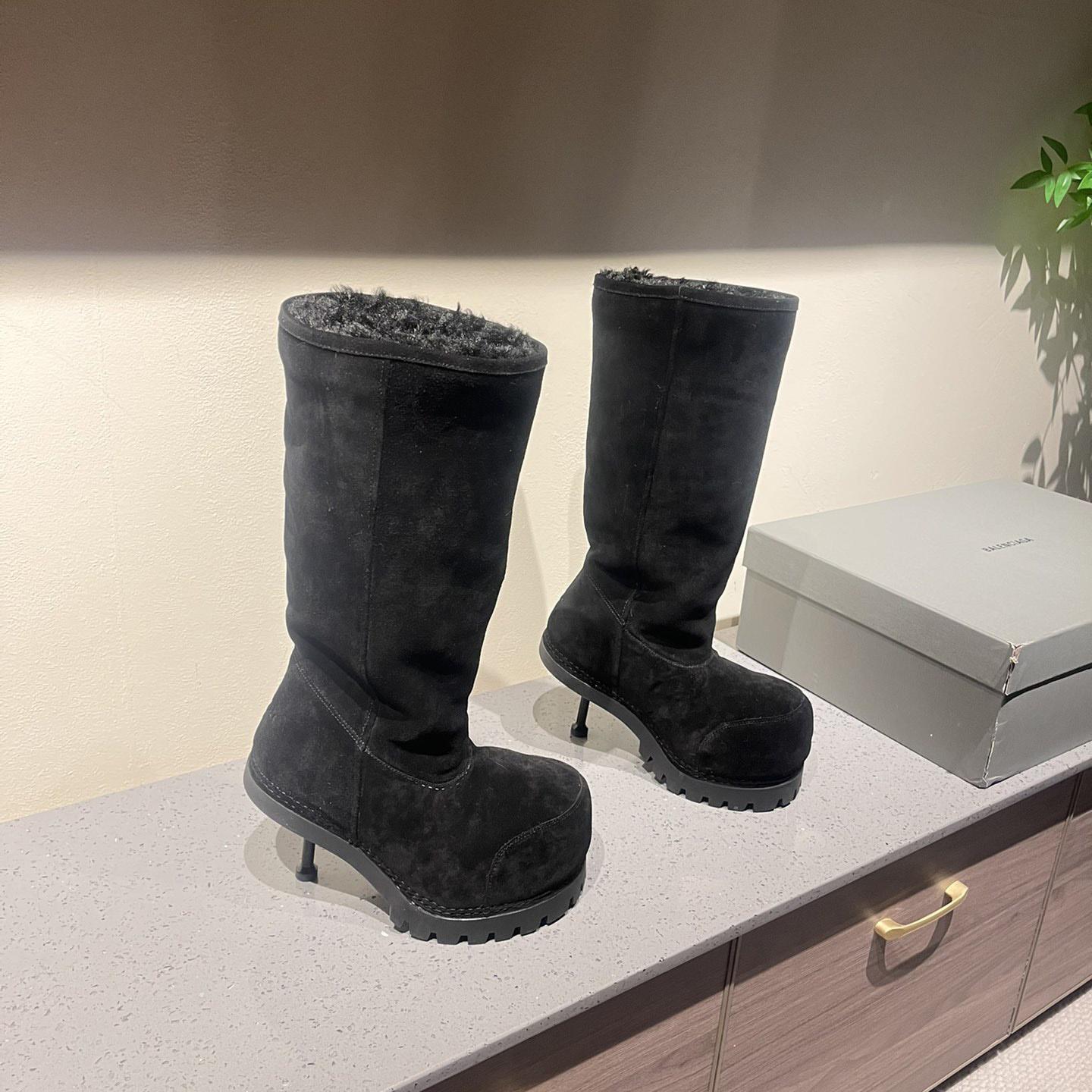 Balenciaga Alaska Fur High Boots - FashionPlug