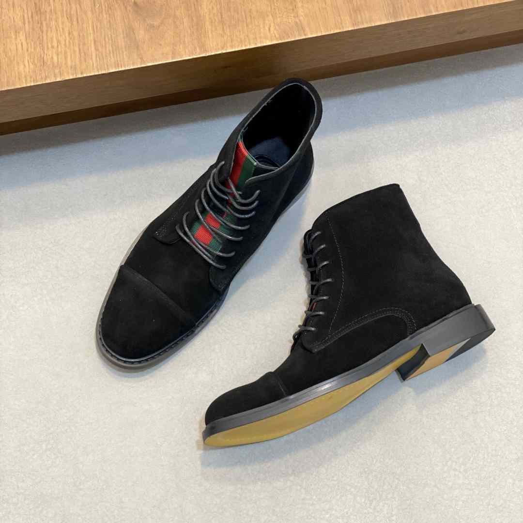 Gucci Men's Suede Lace-Up Boots - FashionPlug