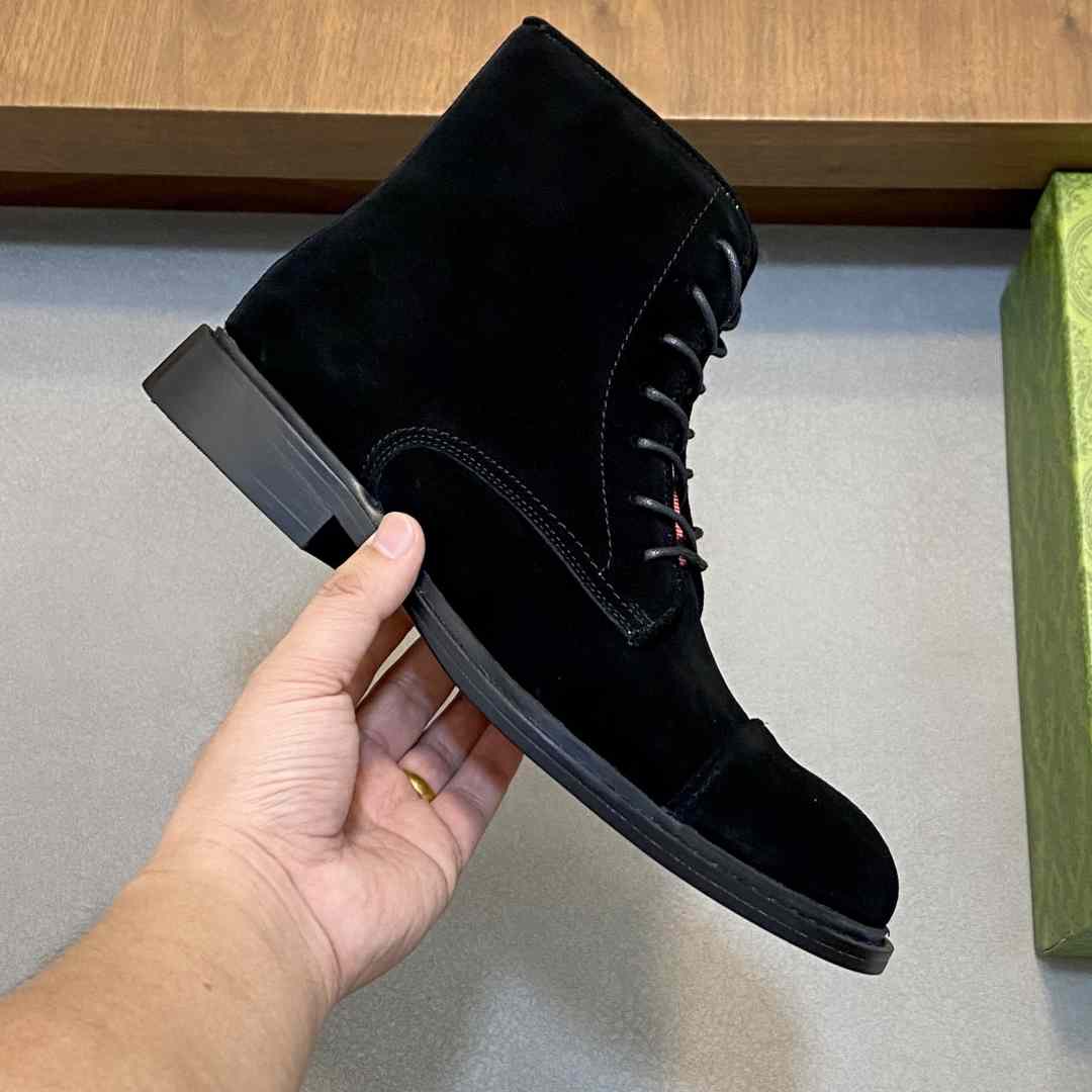 Gucci Men's Suede Lace-Up Boots - FashionPlug
