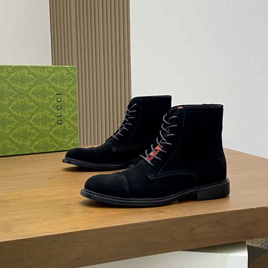 Gucci Men's Suede Lace-Up Boots - FashionPlug