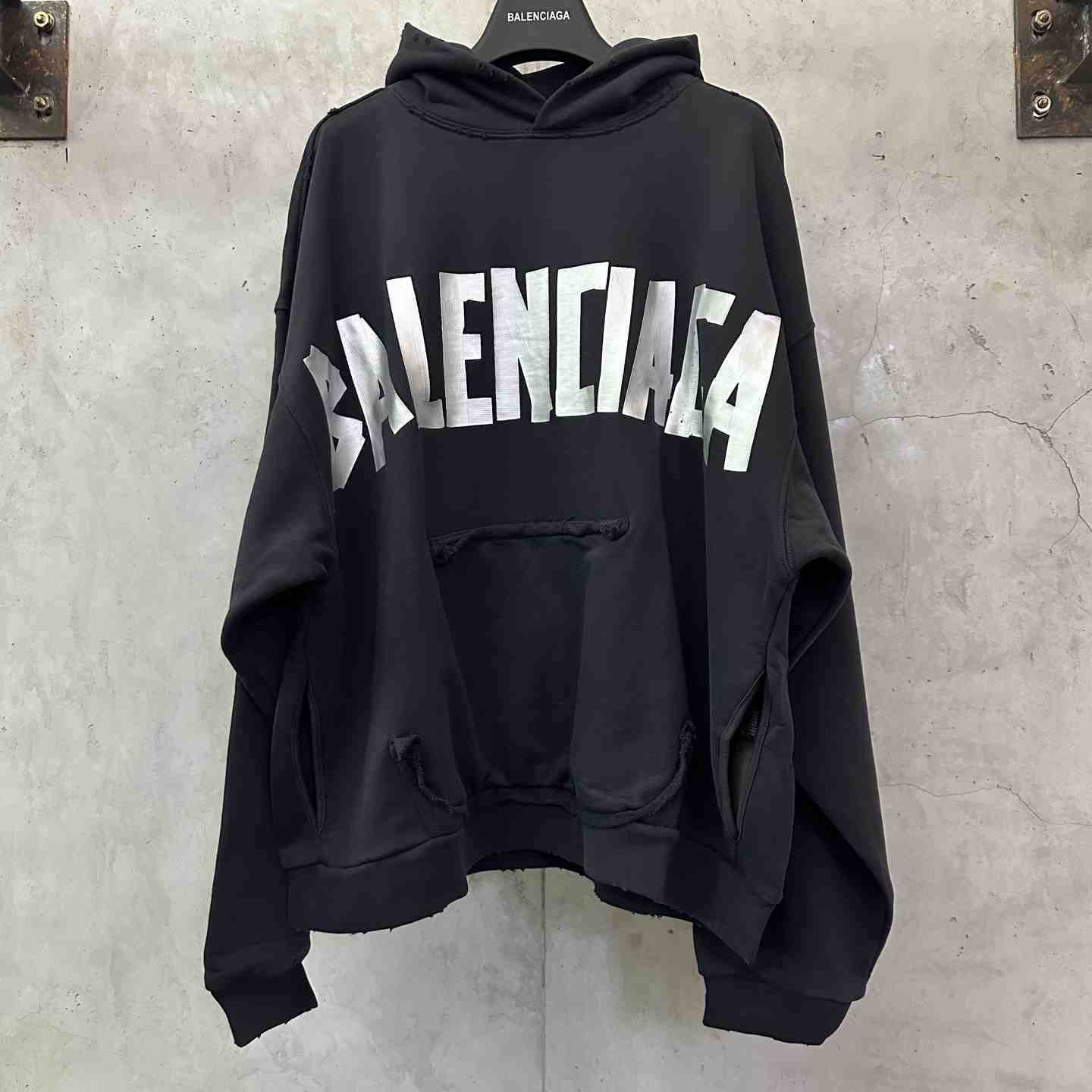 Balenciaga Tape Type Ripped Hoodie - FashionPlug