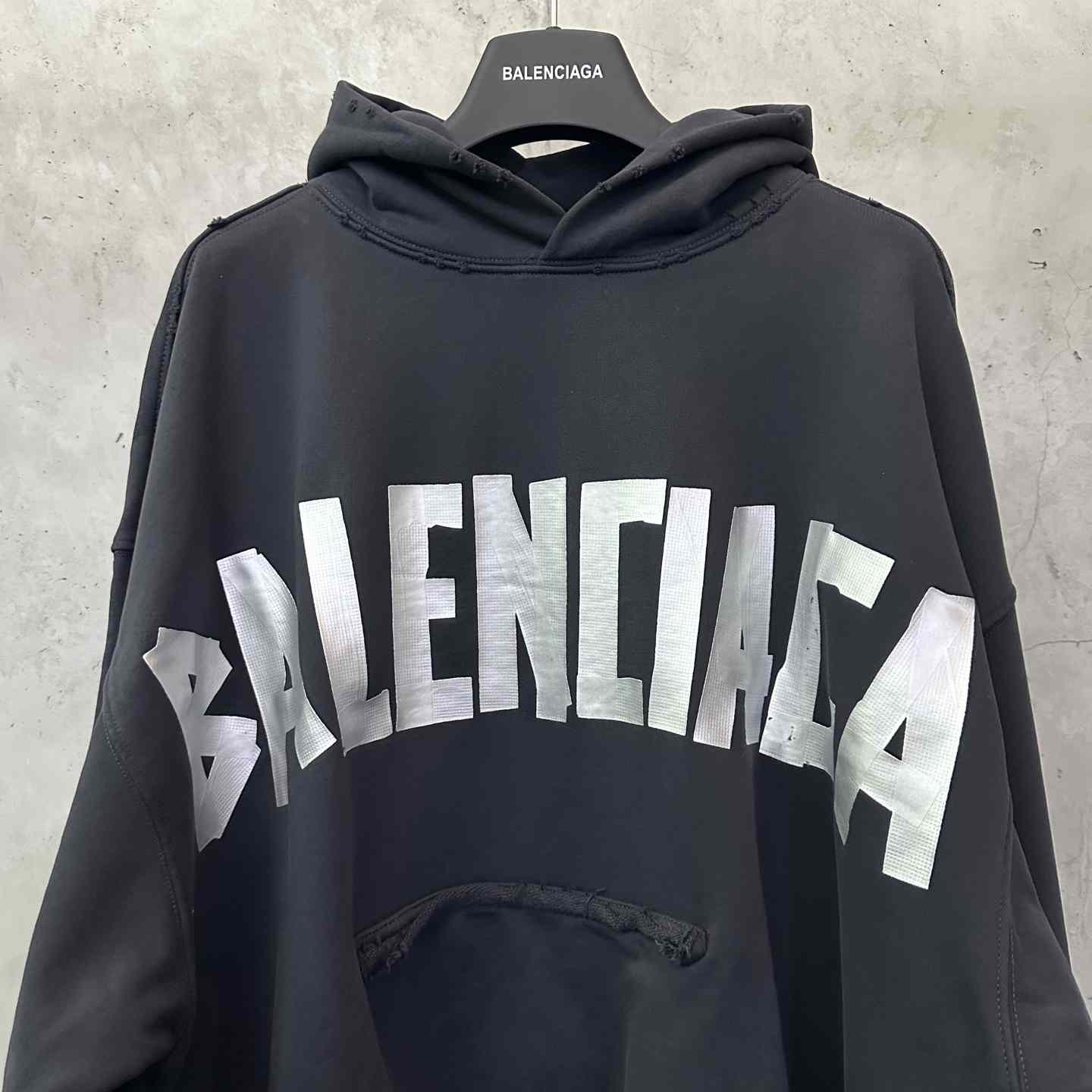 Balenciaga Tape Type Ripped Hoodie - FashionPlug