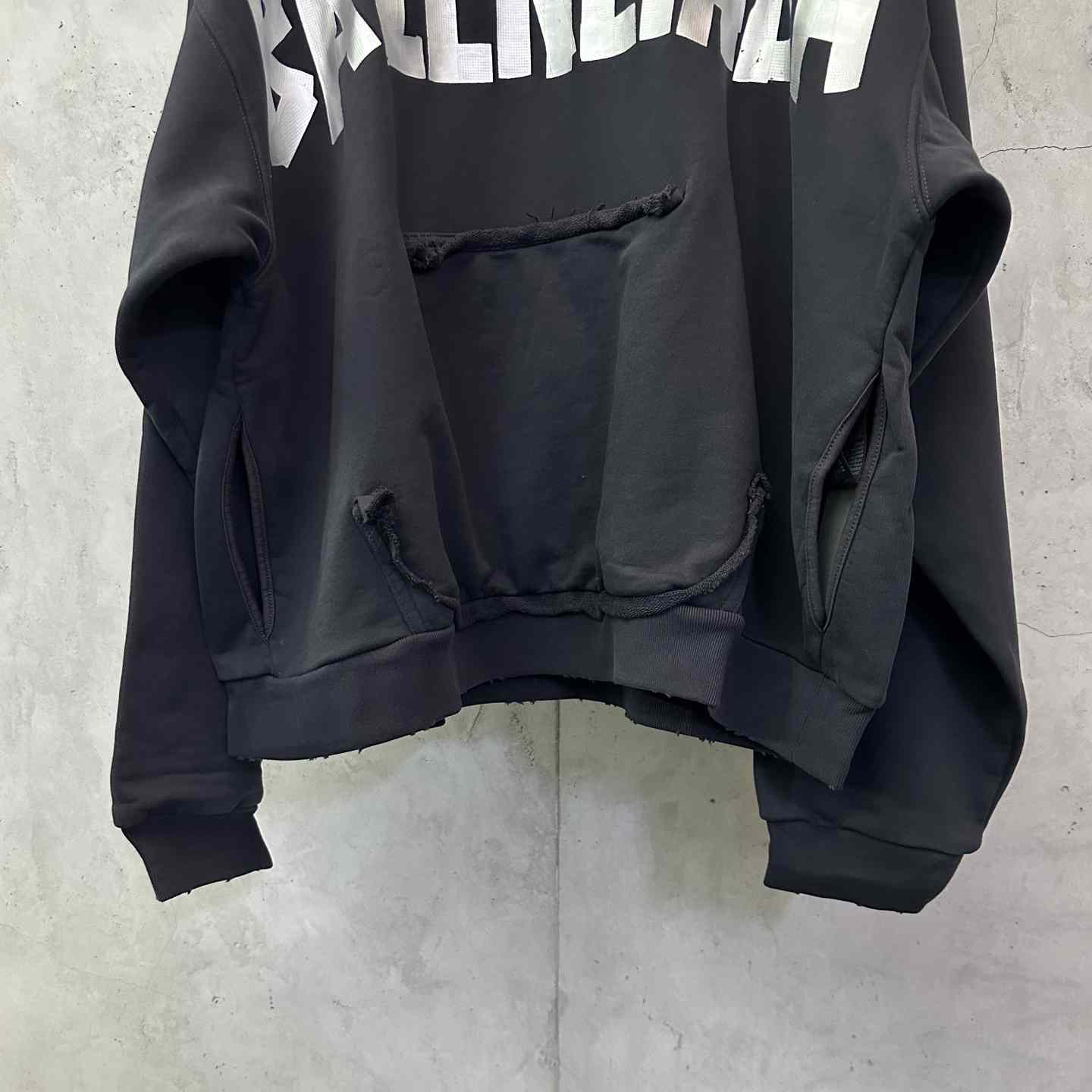 Balenciaga Tape Type Ripped Hoodie - FashionPlug