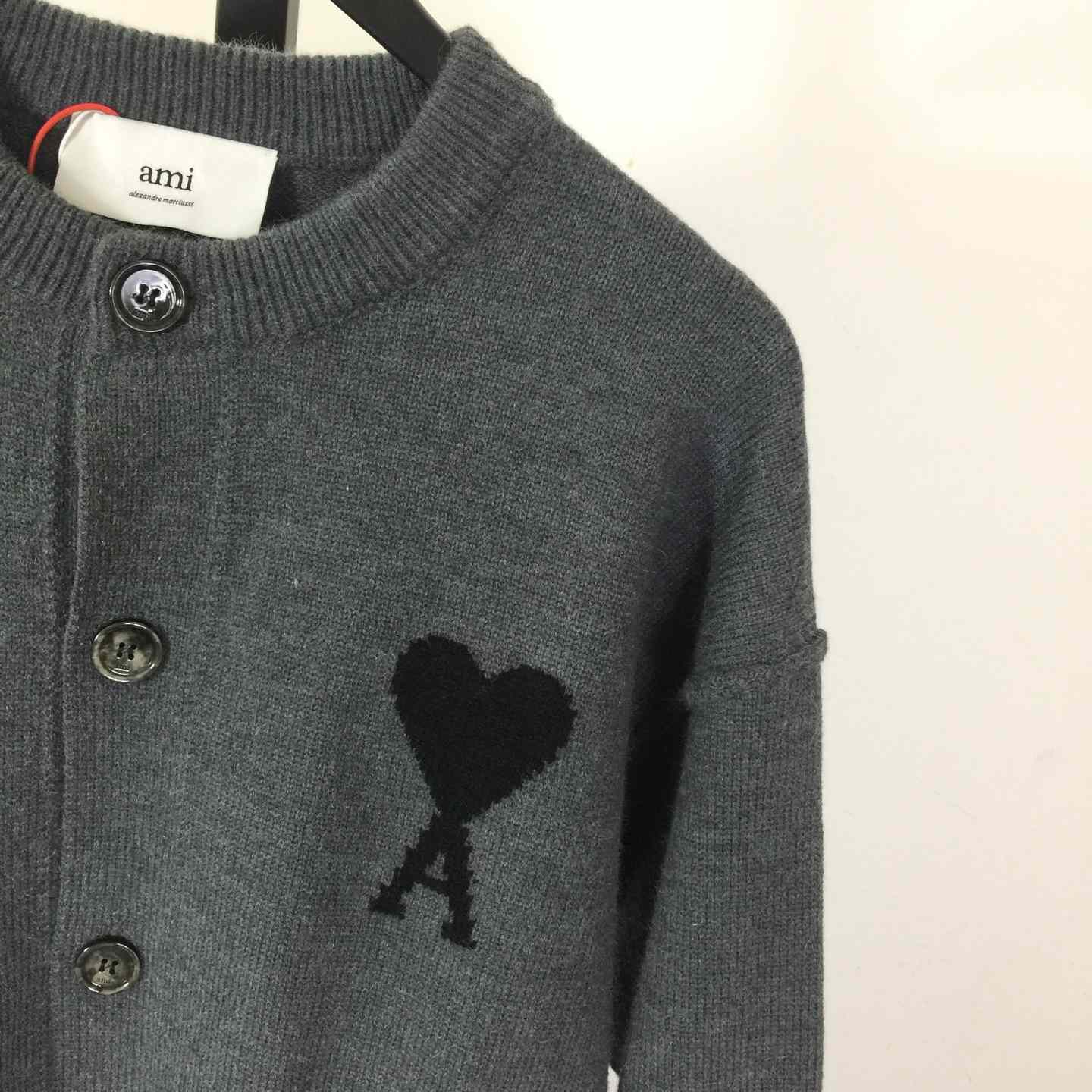 AMI Paris Ami De Coeur Wool Cardigan - FashionPlug