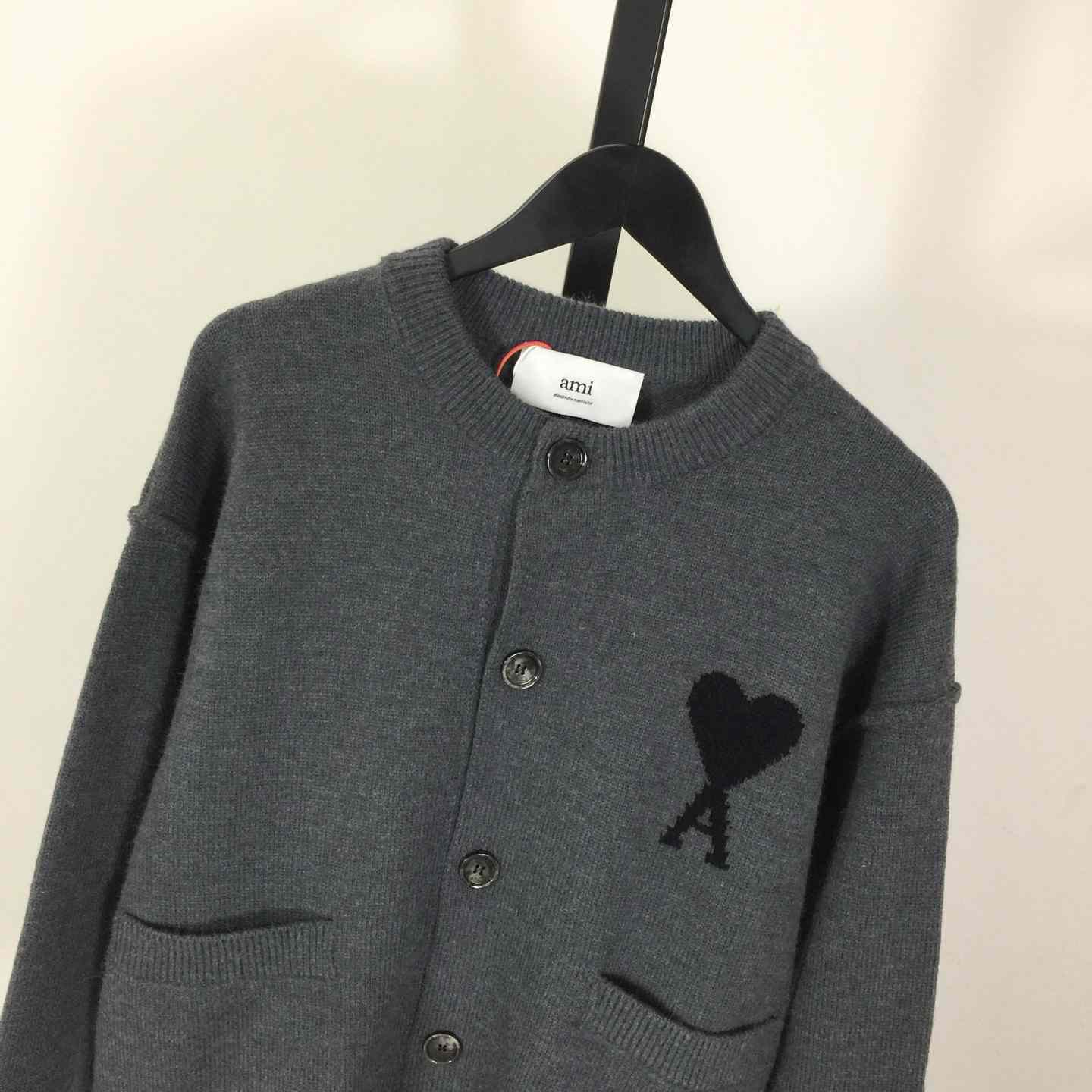 AMI Paris Ami De Coeur Wool Cardigan - FashionPlug