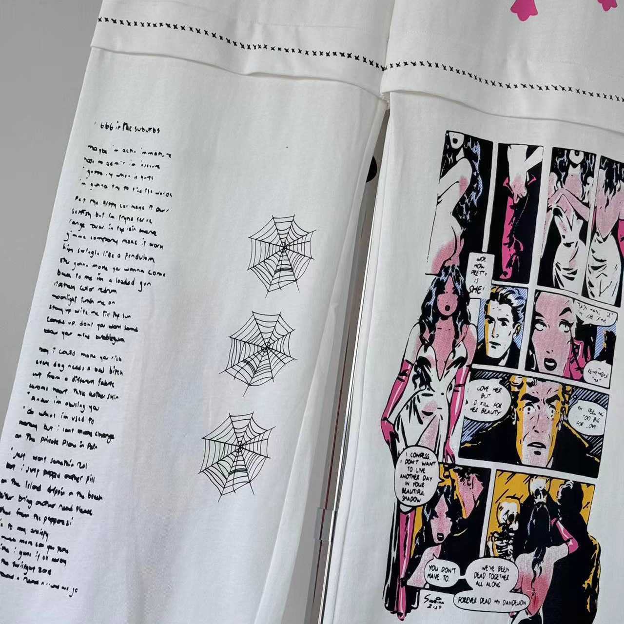 Chrome Hearts - x Deadly Doll White Comic Print Pants - FashionPlug