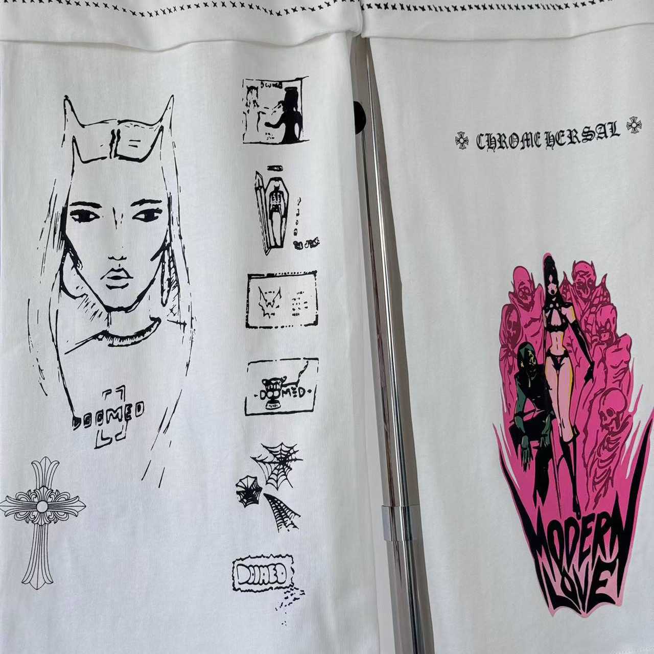 Chrome Hearts - x Deadly Doll White Comic Print Pants - FashionPlug