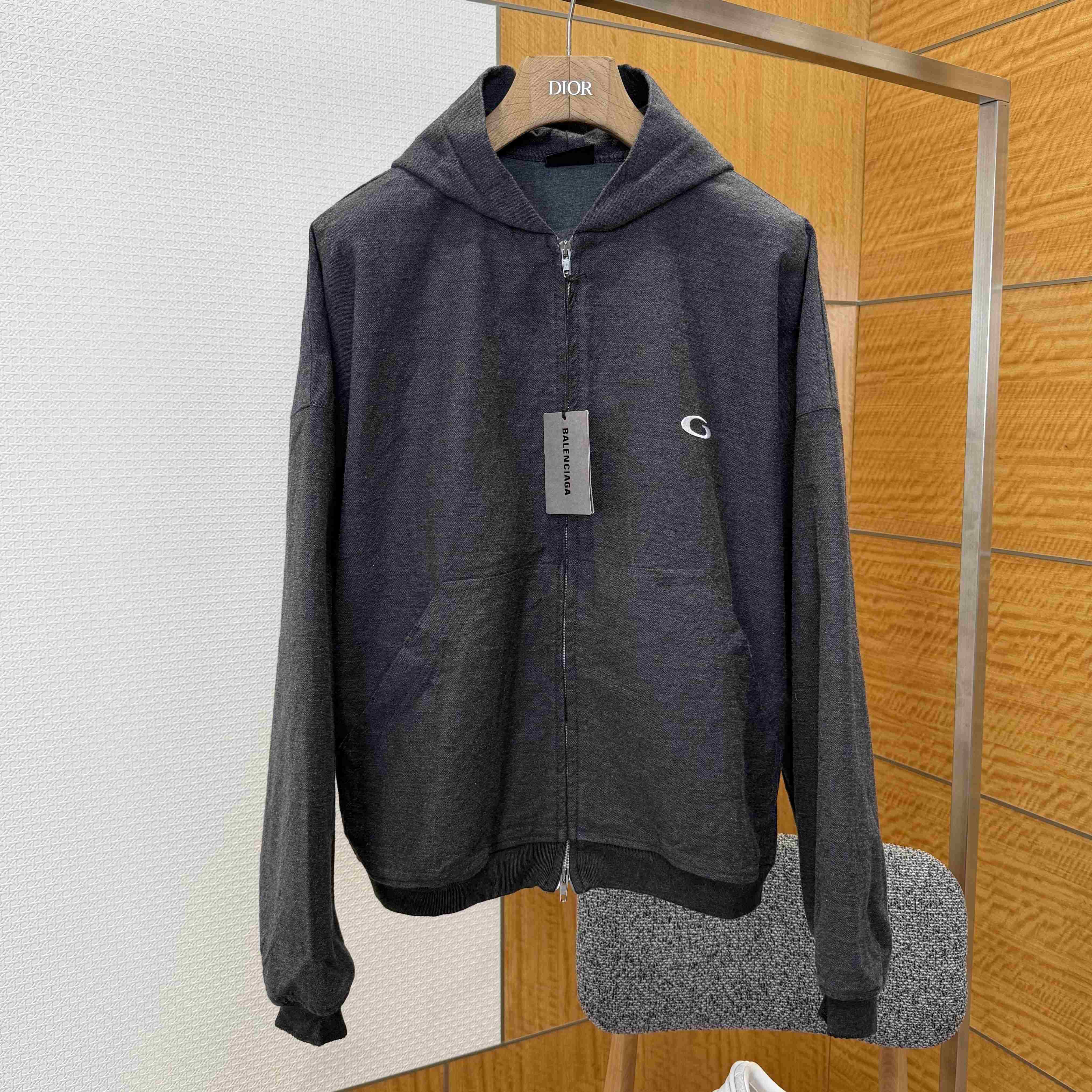 Balenciaga Men's Trompe L'œil Hoodie in Anthracite - FashionPlug