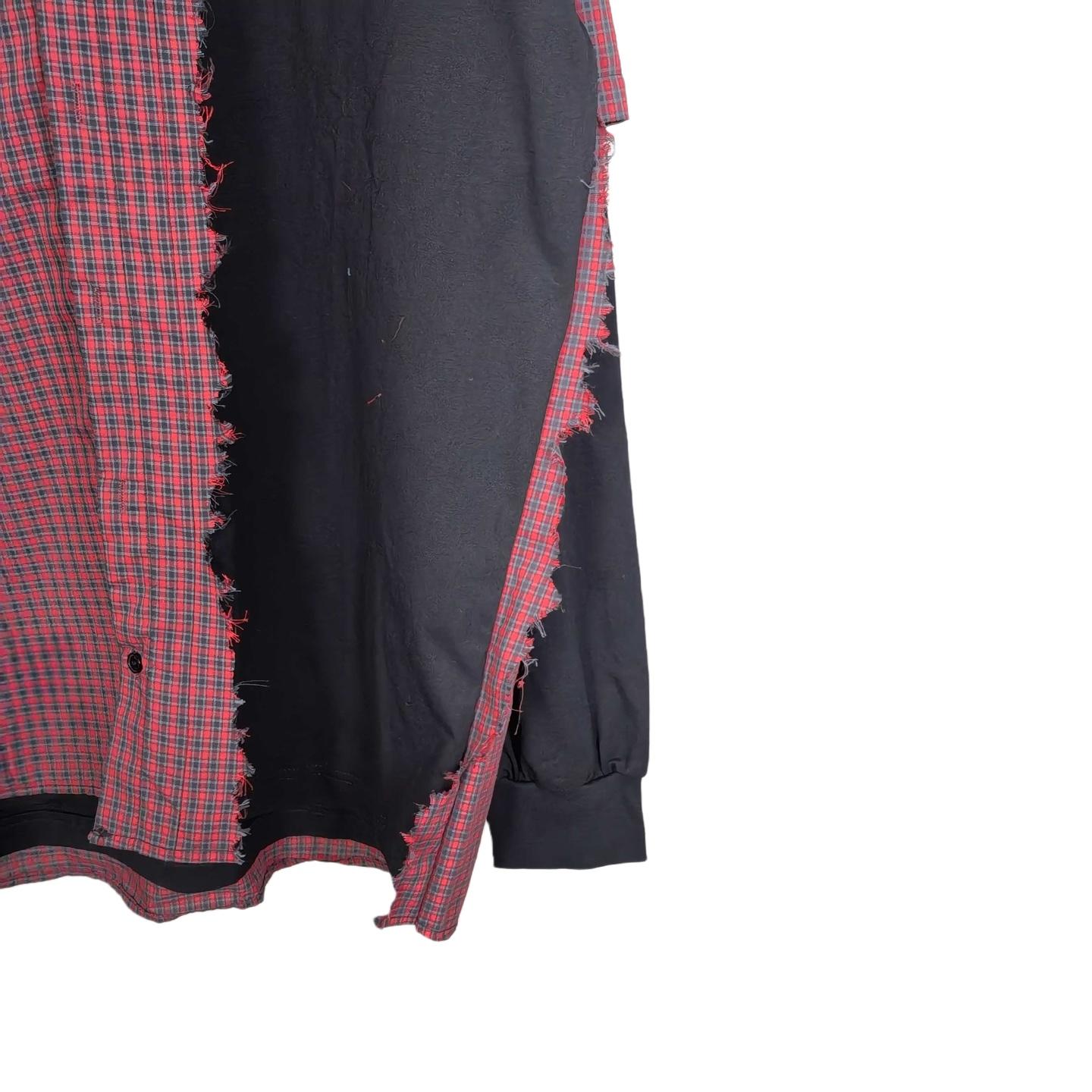 Balenciaga Men's Blue Paneled Long-Sleeve Shirt - FashionPlug