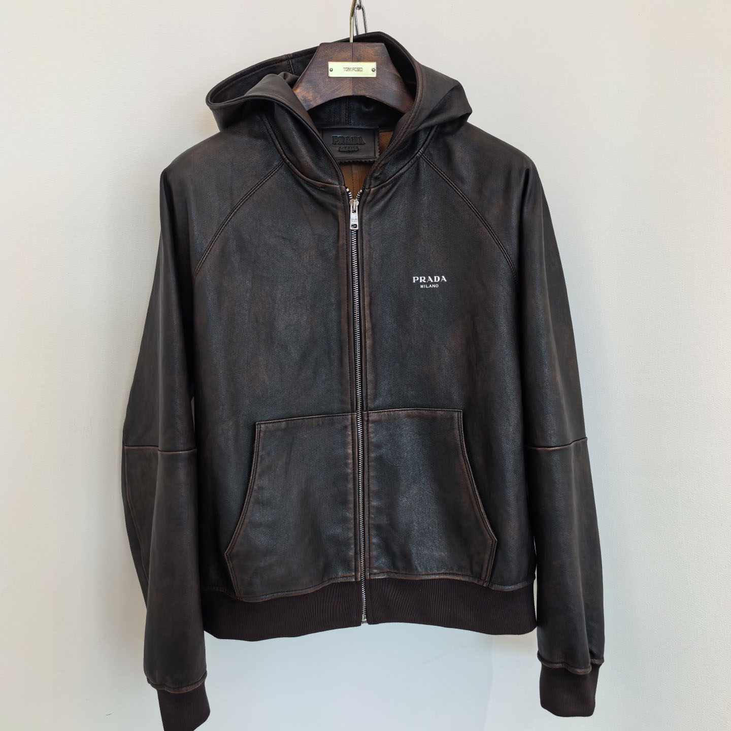 Prada Nappa Leather Hoodie Jacket - FashionPlug
