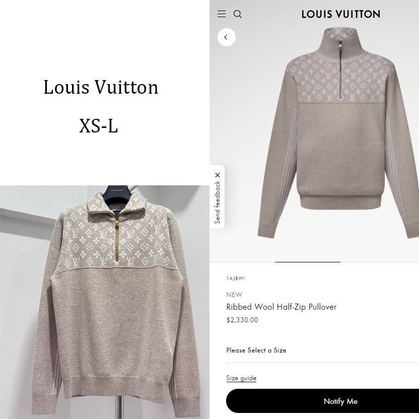 Louis Vuitton Ribbed Wool Half-Zip Pullover   1AJBWI - FashionPlug