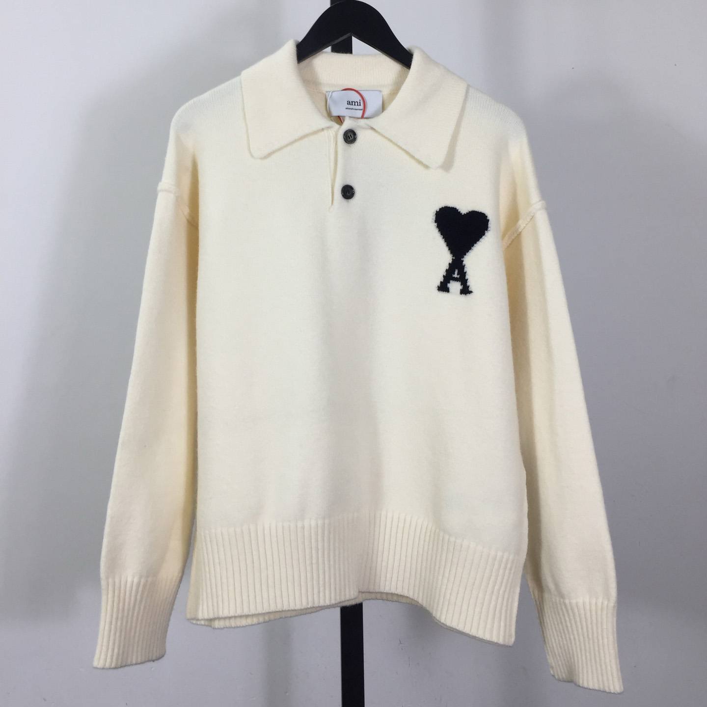AMI Paris Ami De Coeur Wool Polo Shirt - FashionPlug