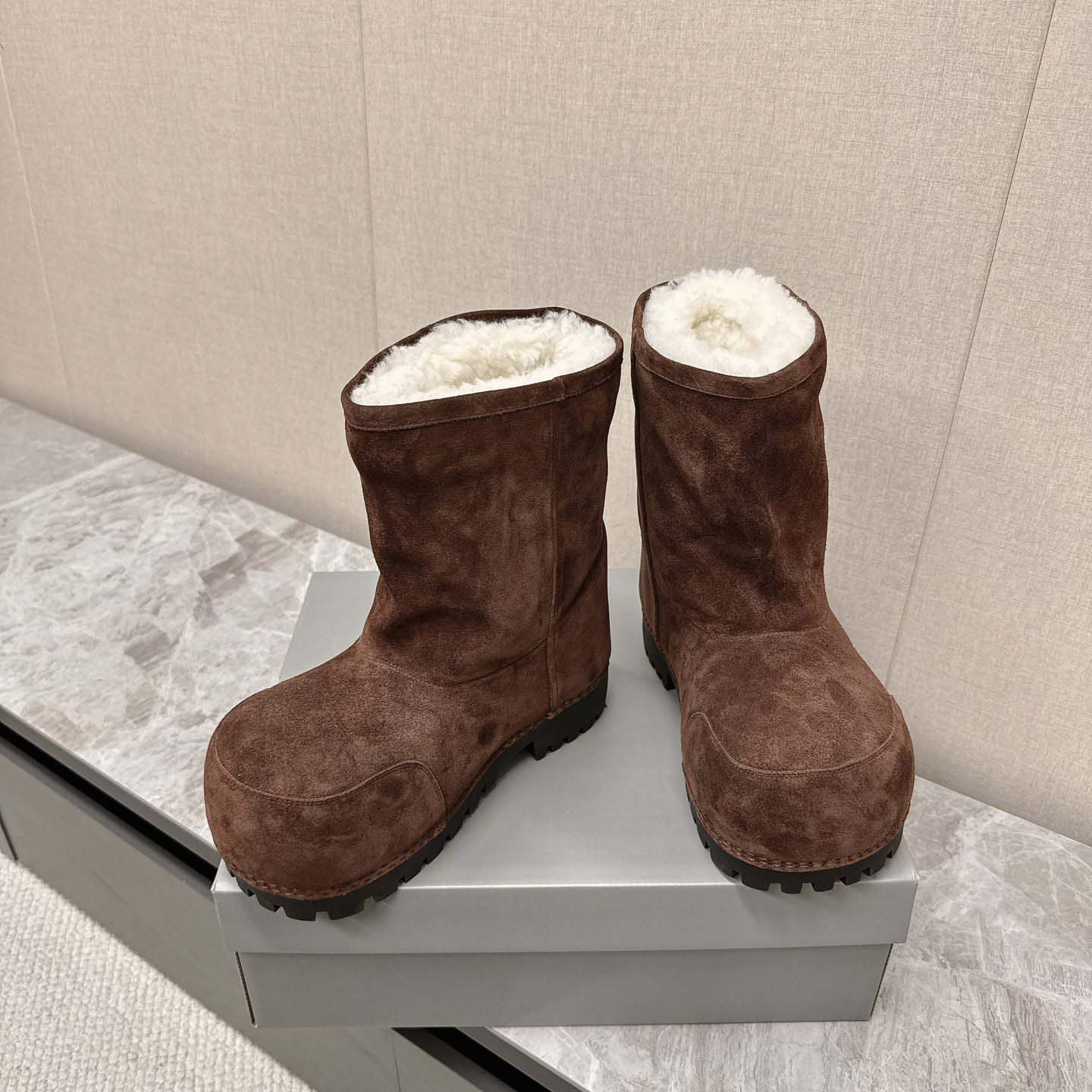 Balenciaga Alaska Fur High Boots - FashionPlug
