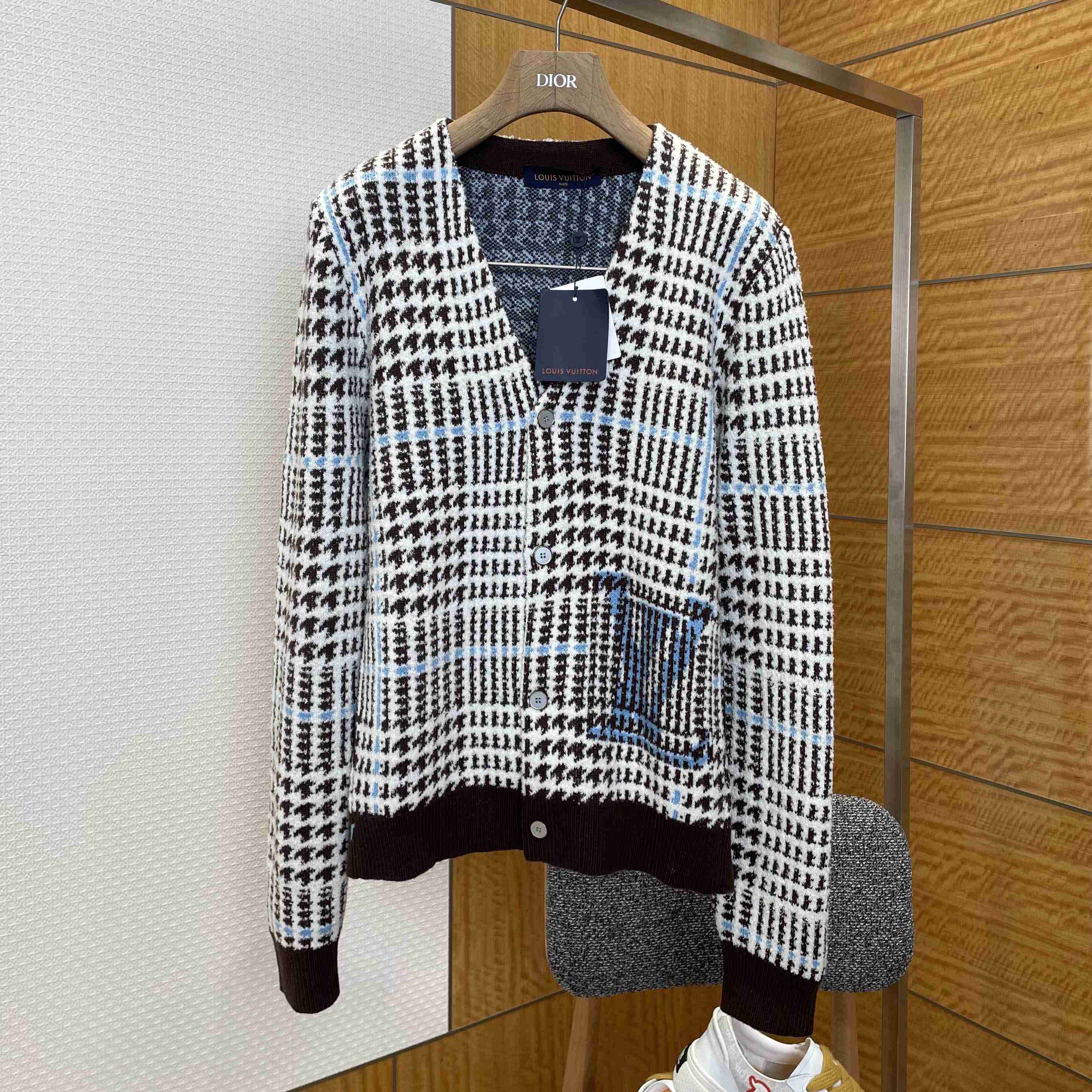 Louis Vuitton Textured Plaid Cardigan   1AJBSP - FashionPlug