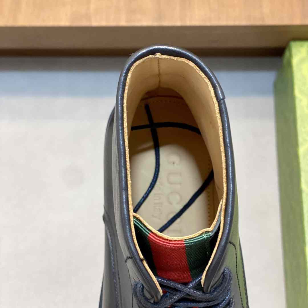 Gucci Men's Leather Lace-Up Boots - FashionPlug