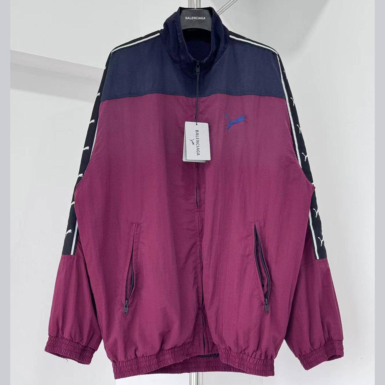 Balenciaga I PUMA Tracksuit Jacket in burgundy - FashionPlug