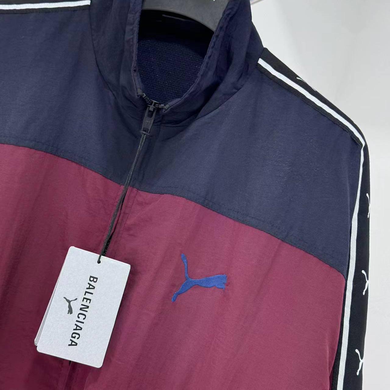 Balenciaga I PUMA Tracksuit Jacket in burgundy - FashionPlug