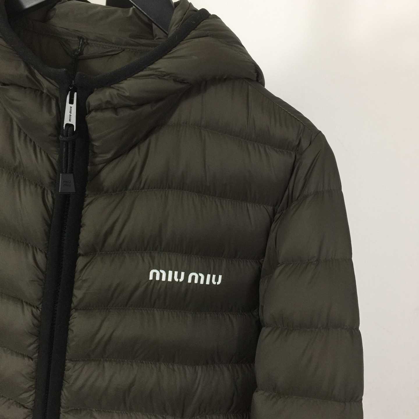 Miu Miu Light Pongé Down Hoodie Jacket - FashionPlug