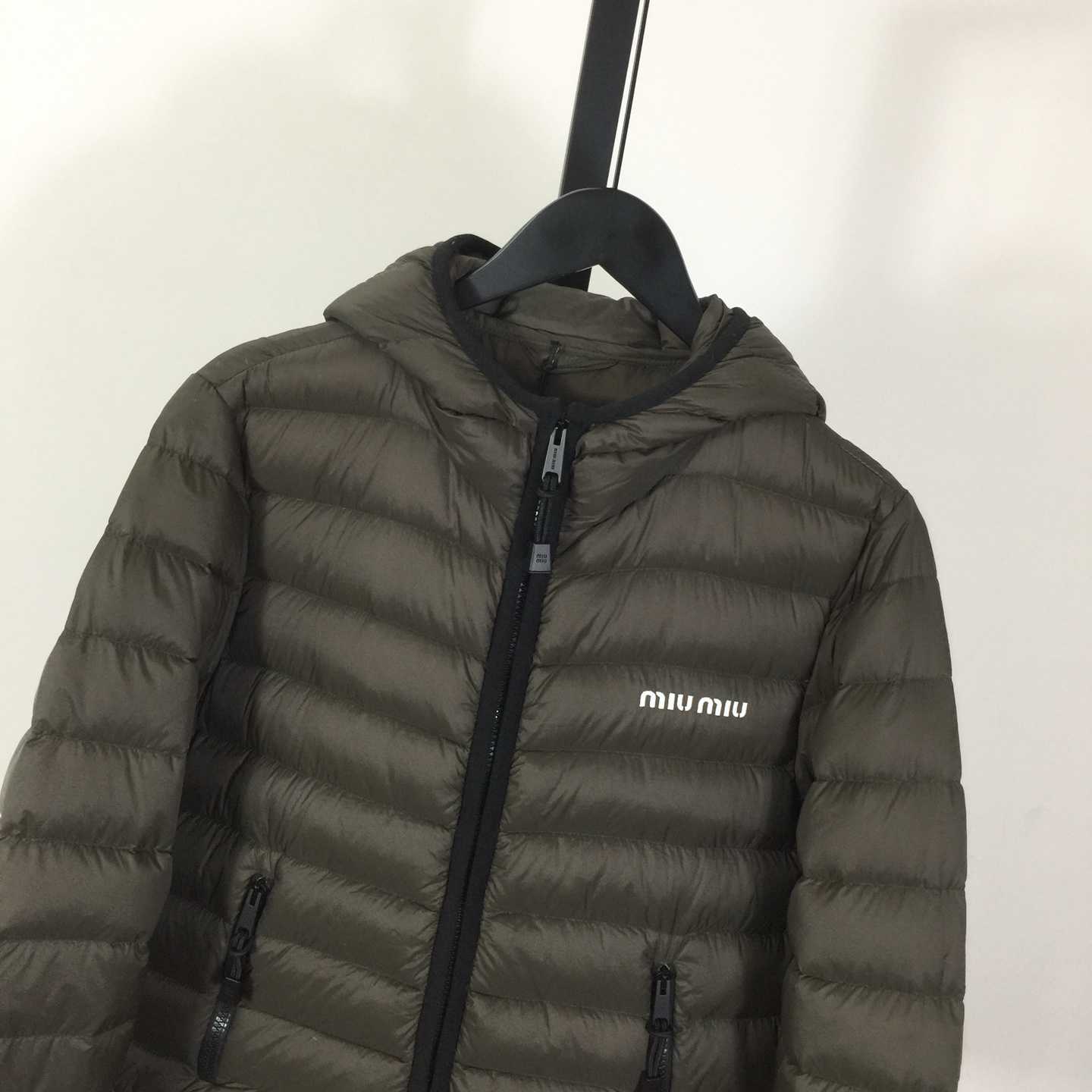 Miu Miu Light Pongé Down Hoodie Jacket - FashionPlug